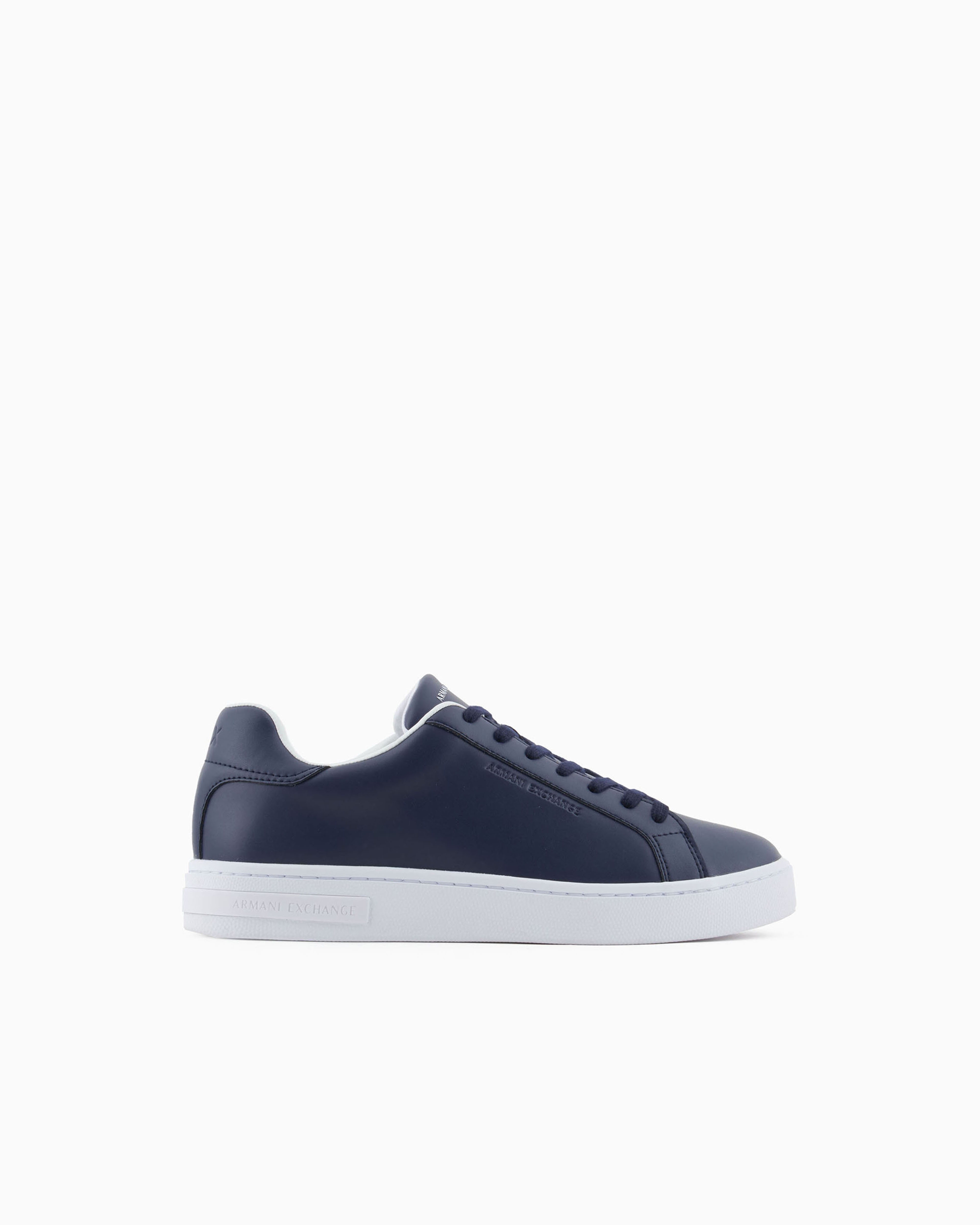Armani Exchange Blue Leather Sneakers With Logo On The Sole Medium