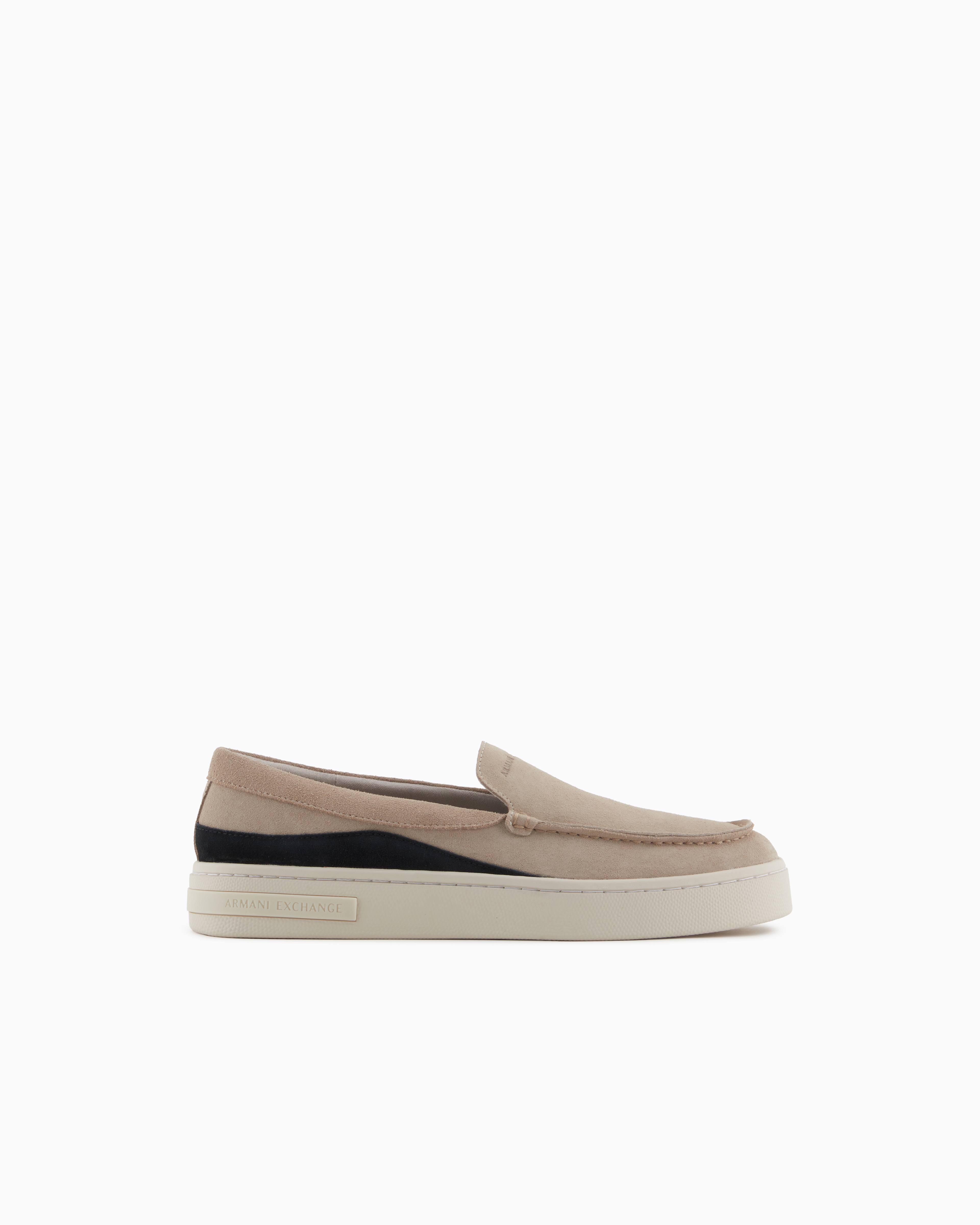 Armani Exchange - Suede Slip On, Man, Brown, Size:
