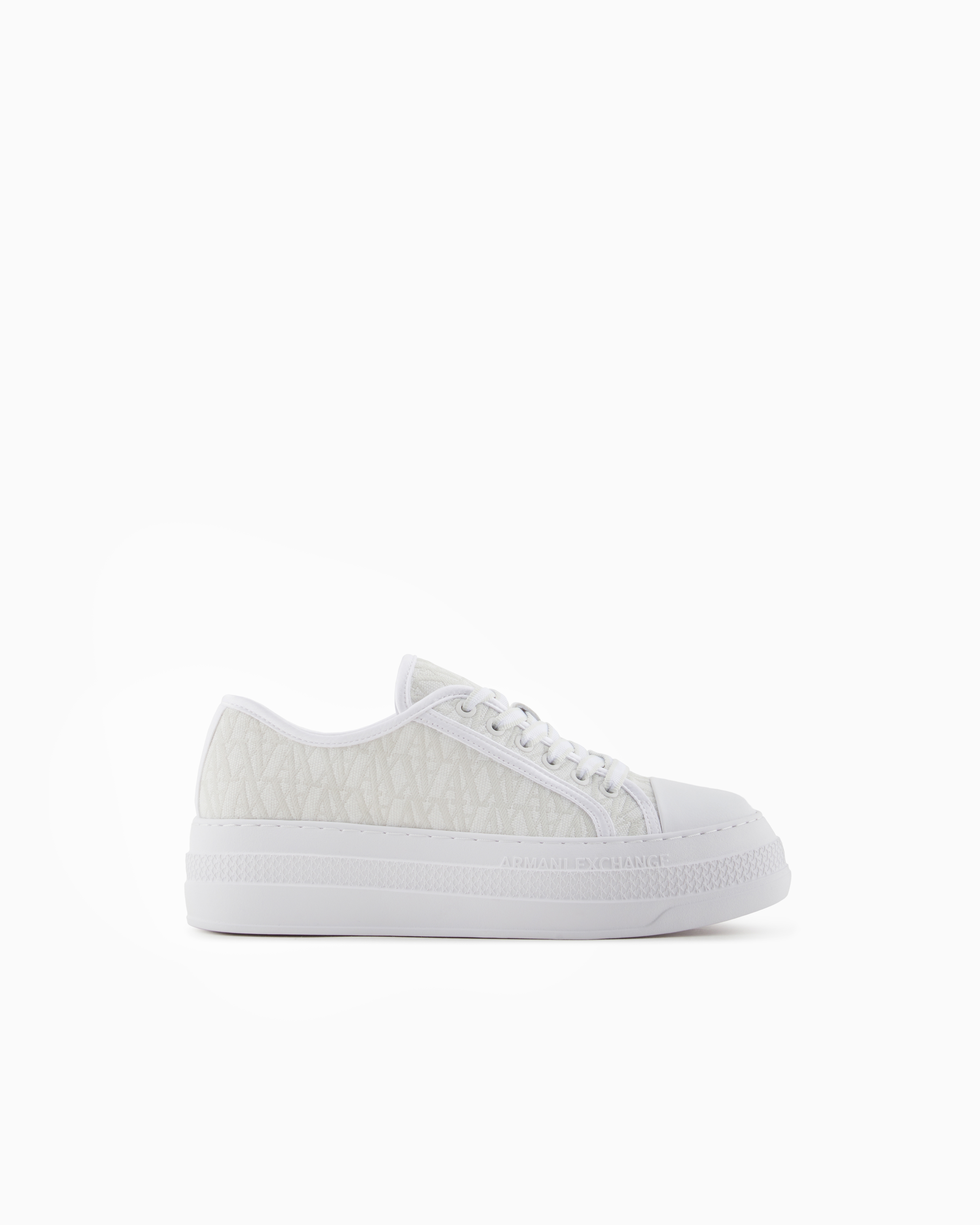 Armani Exchange - Sneakers with allover logo, Woman, White, Size: