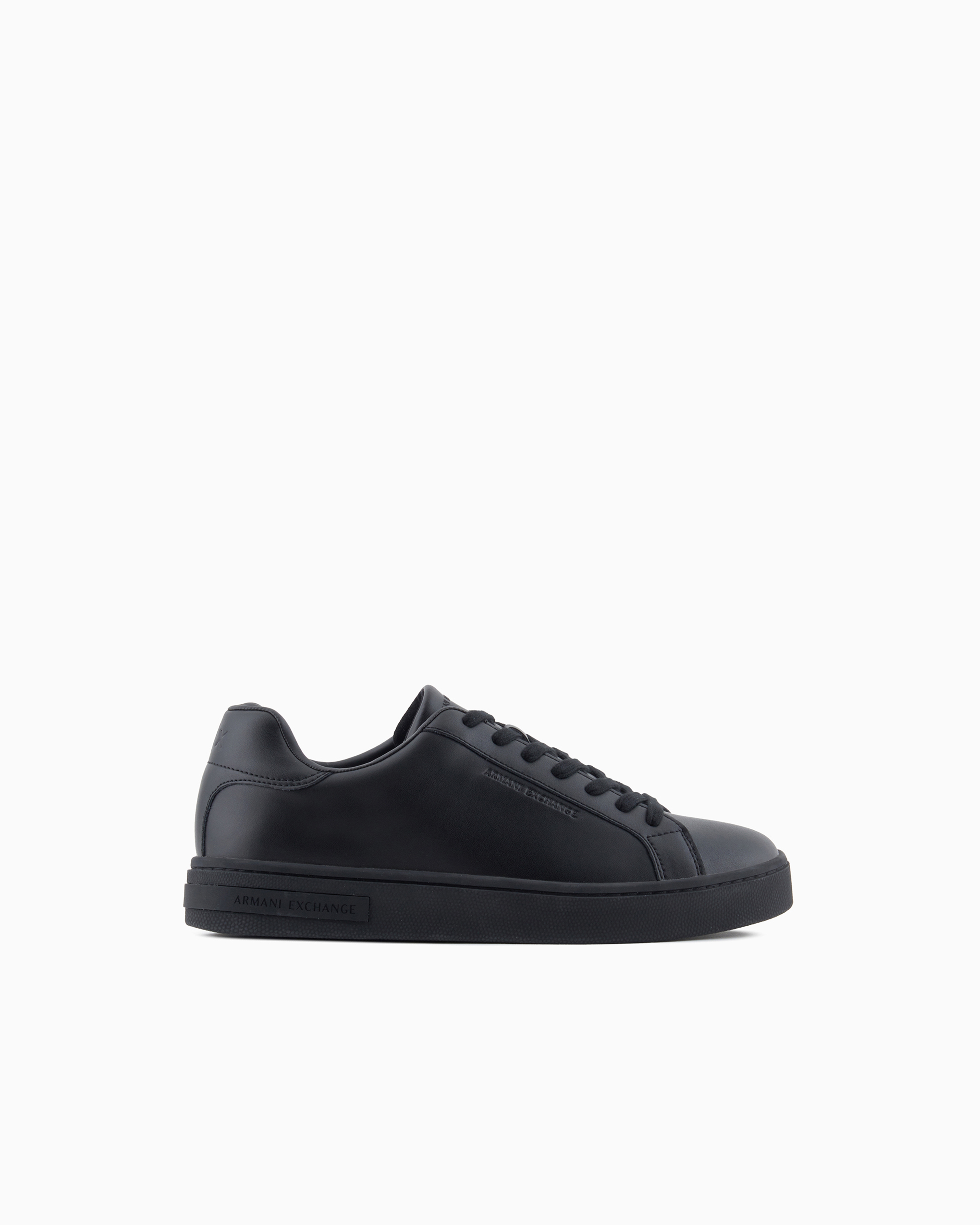 Armani Exchange Black Leather Sneakers With Logo On The Sole Medium