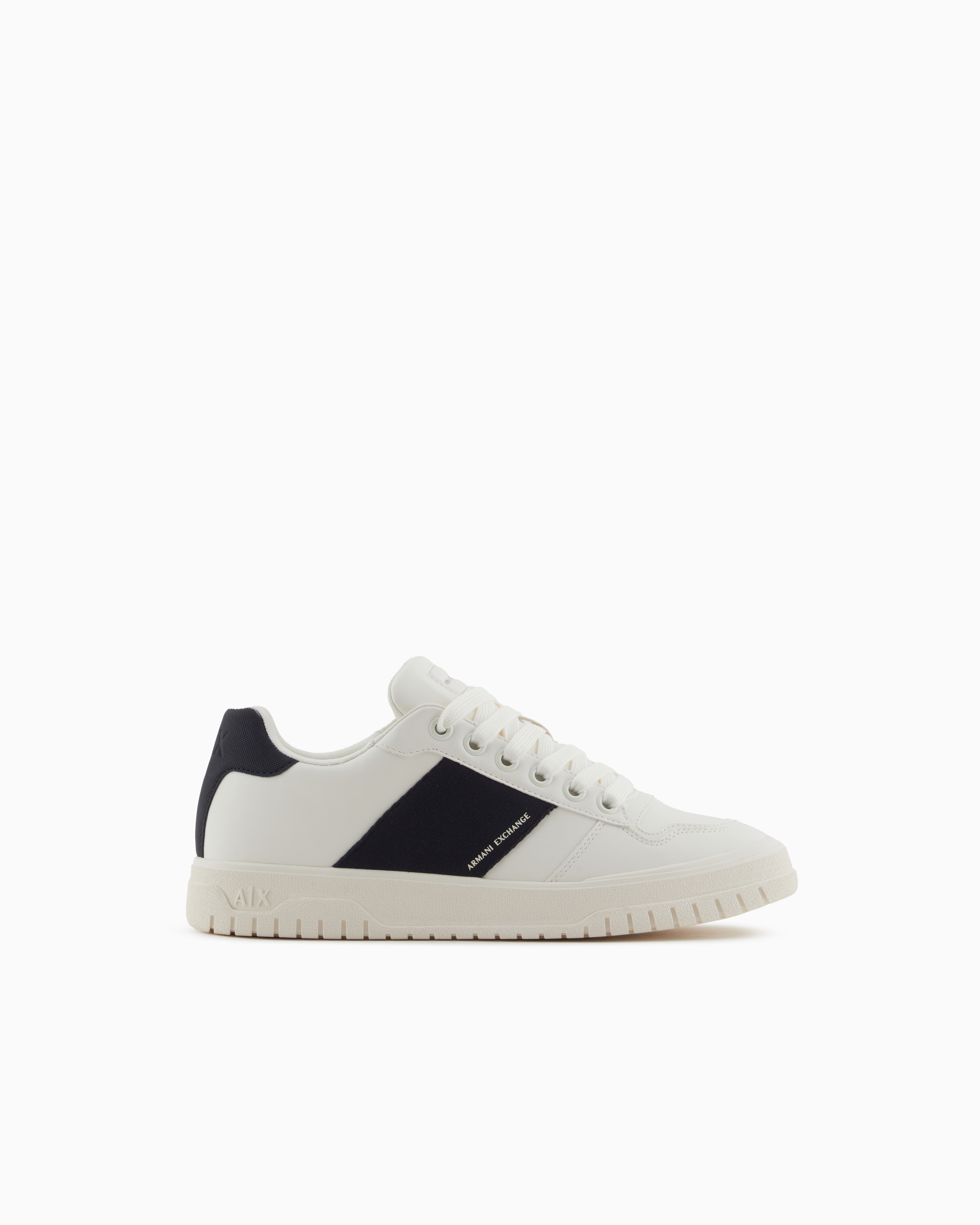 Armani Exchange White Sneakers With Contrasting Side Band Size 9