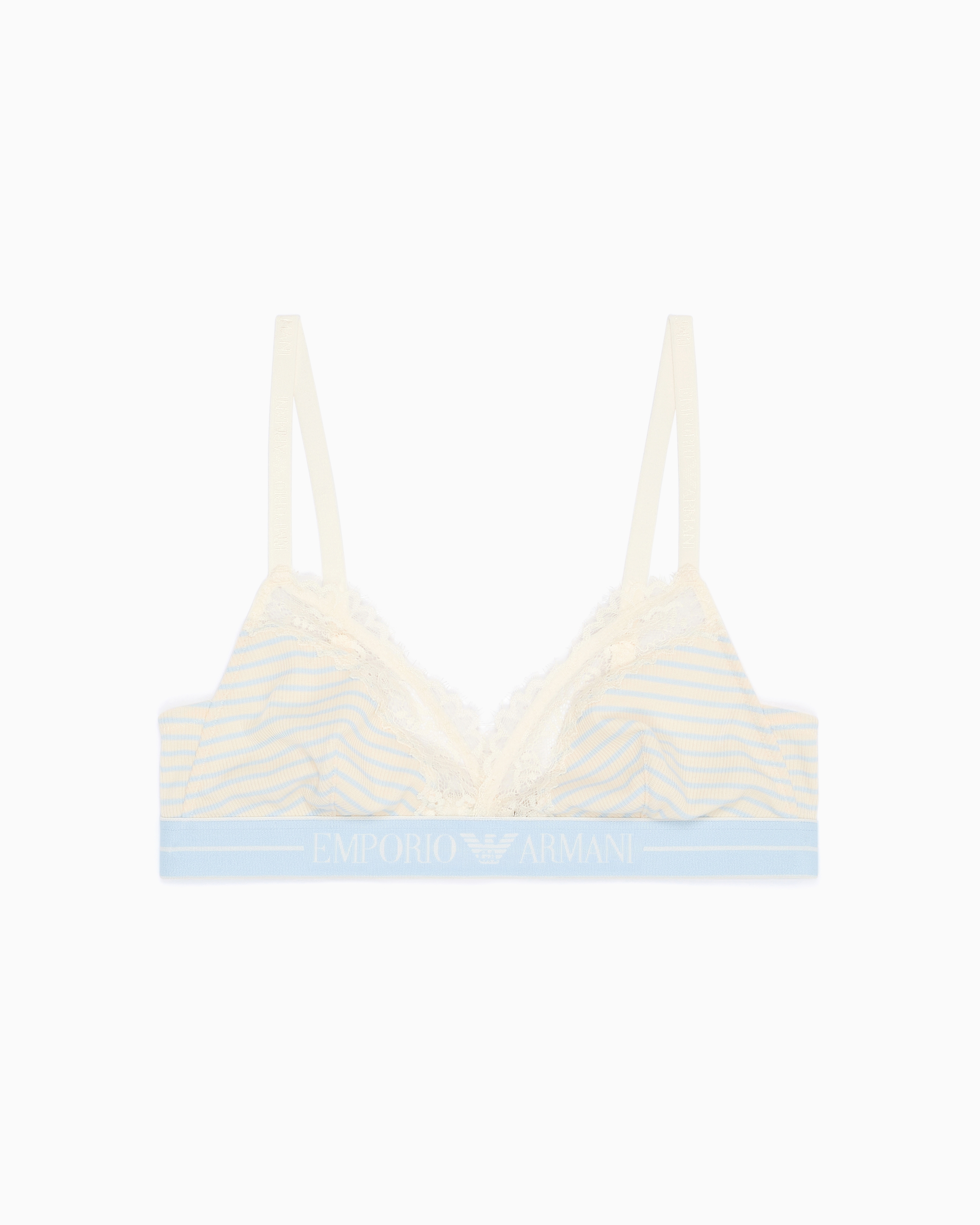 Emporio Armani Asv Ribbed Recycled-jersey Triangle Bra