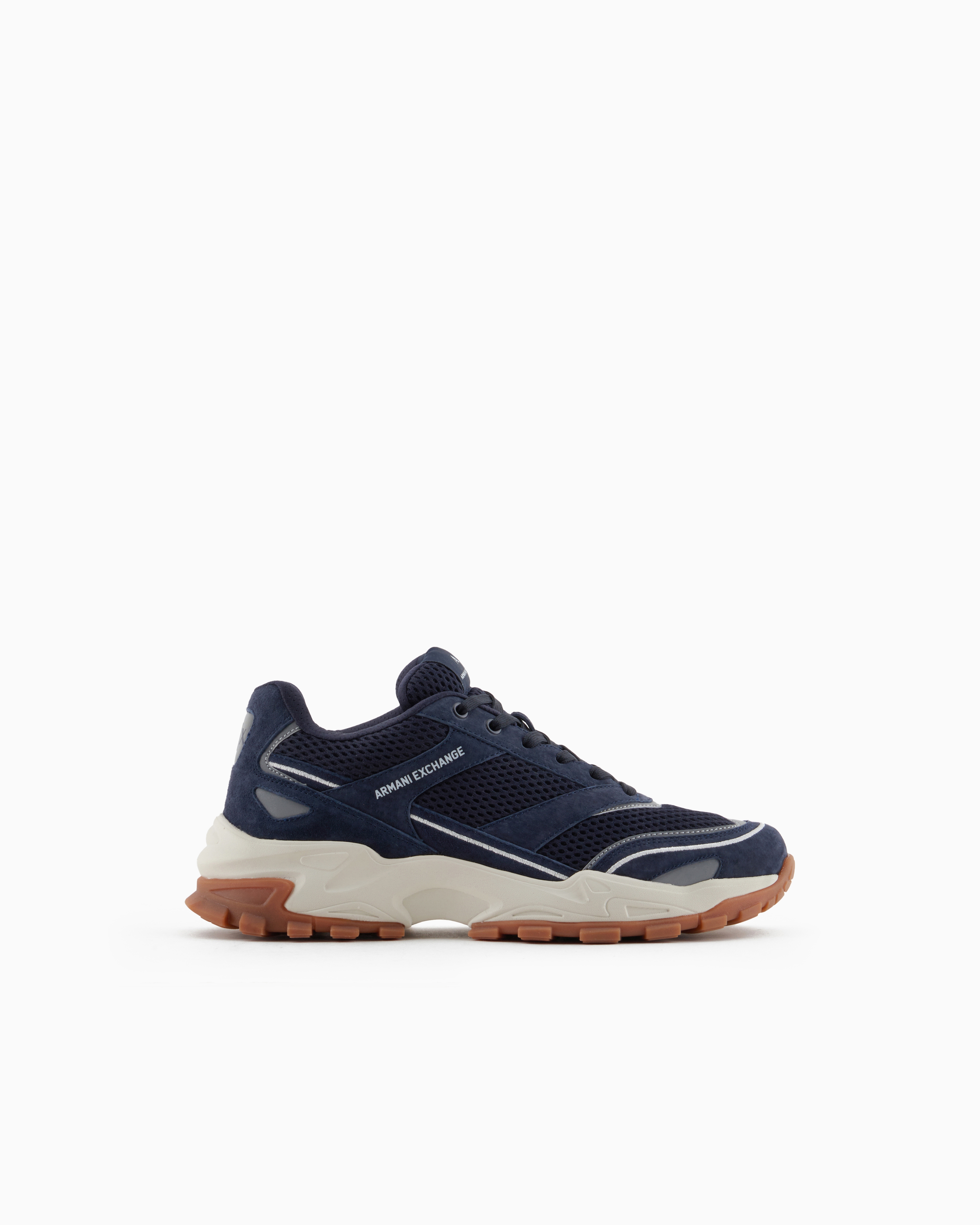 Armani Exchange - Mesh sneakers with oversized sole, Man, Navy Blue, Size: