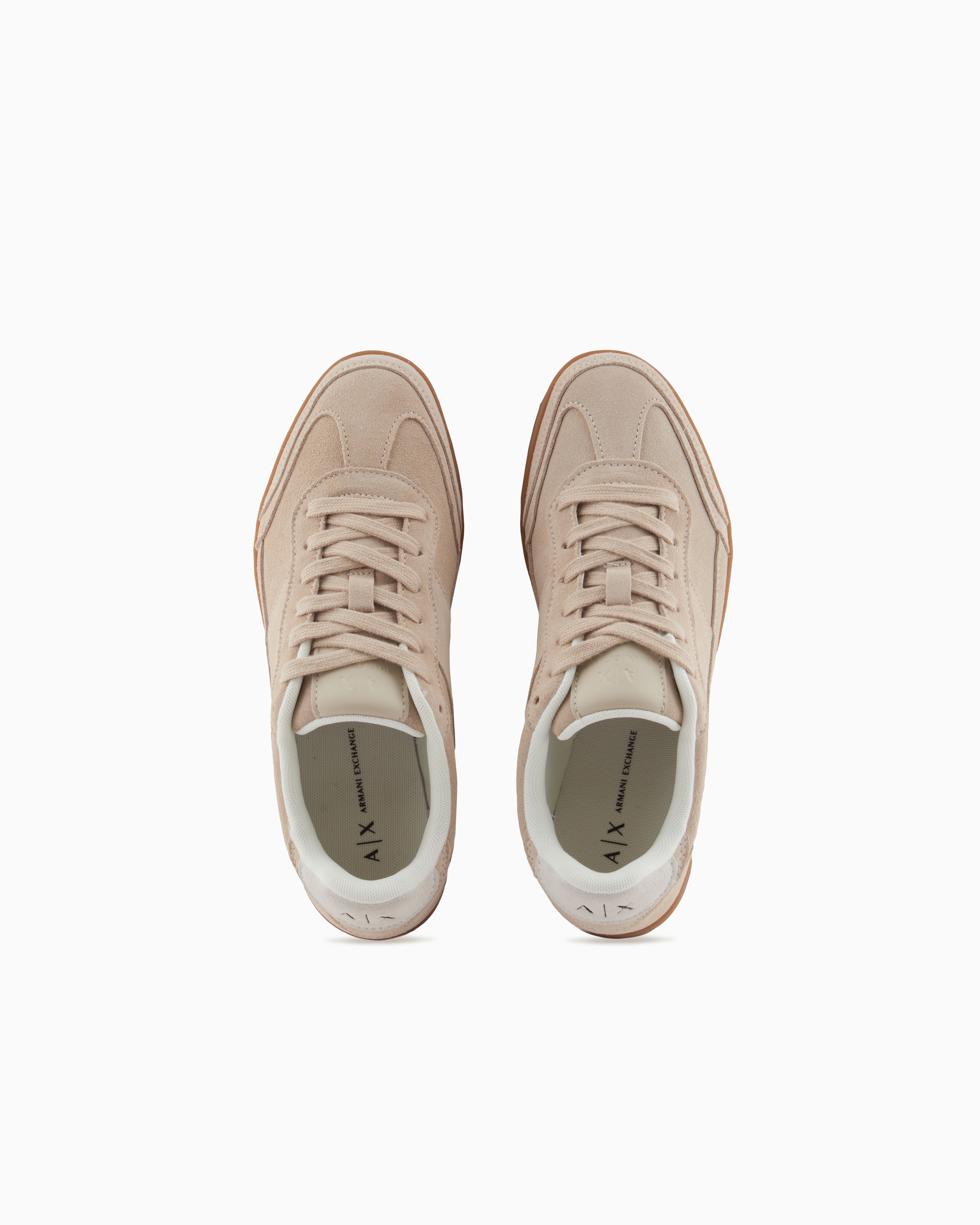 Armani Exchange - Suede Sneakers, Woman, Beige, Size: