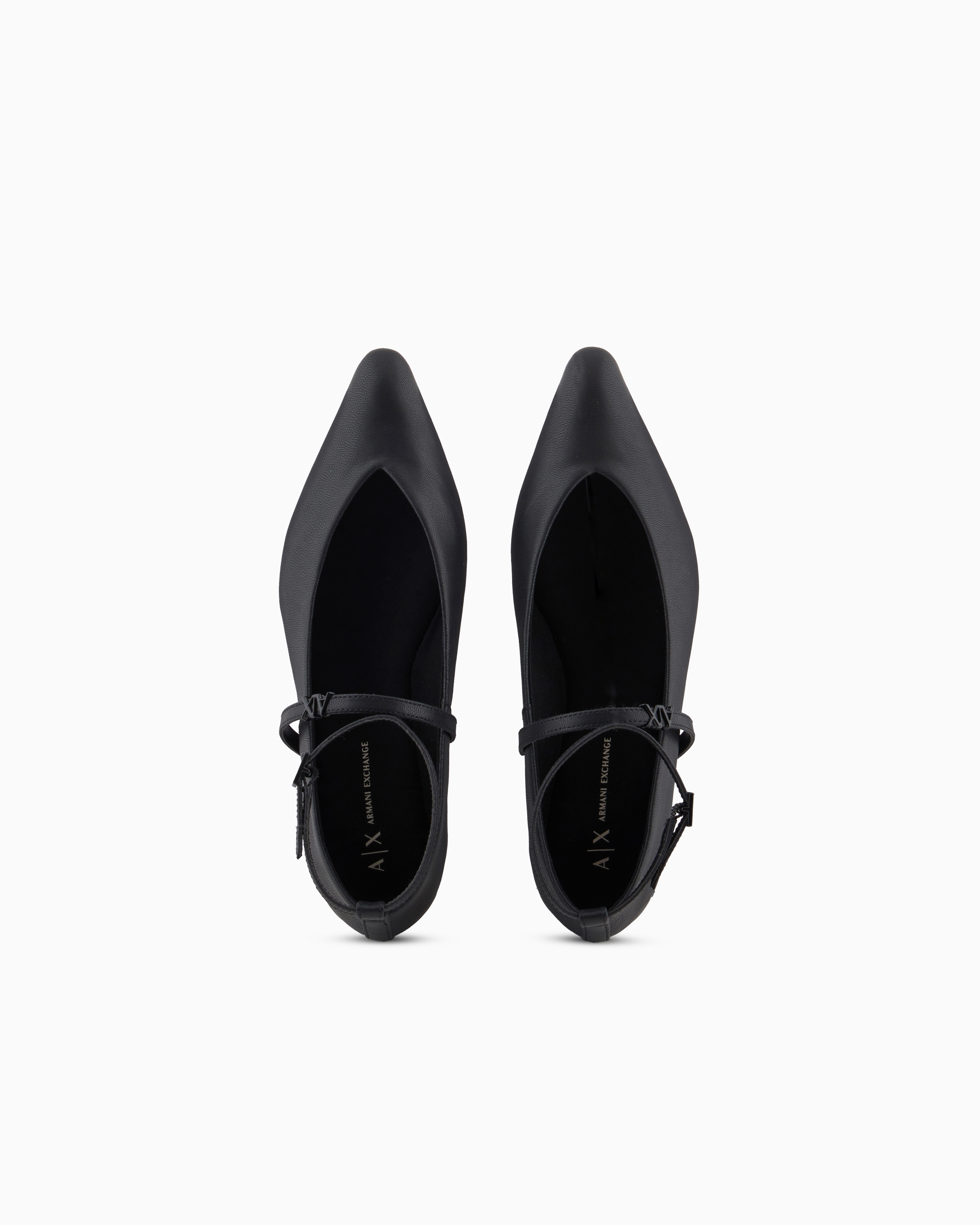 Armani Exchange - Pointed toe ballerinas with two straps, Woman, Black, Size: