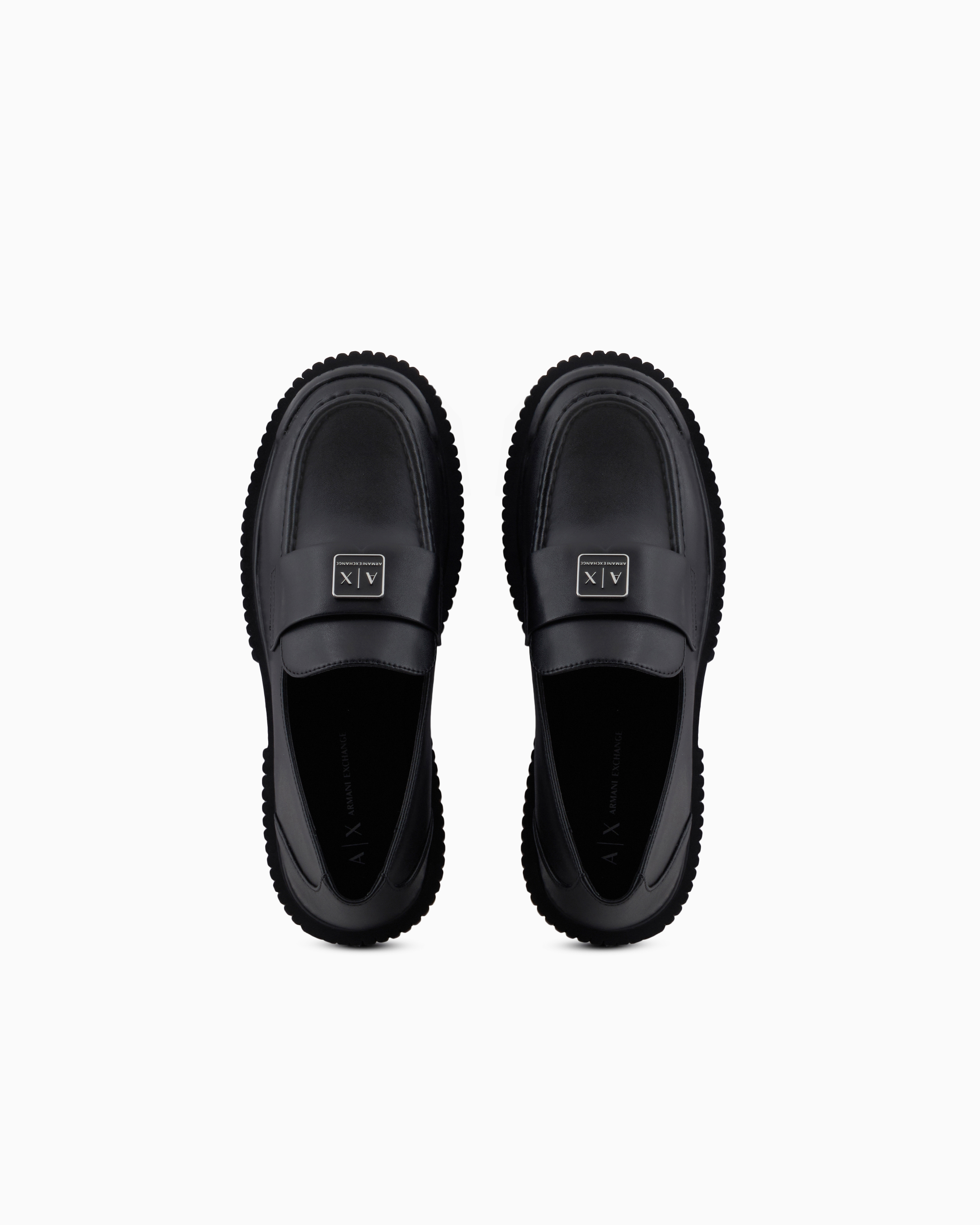 Leather loafers with logo | Armani Exchange