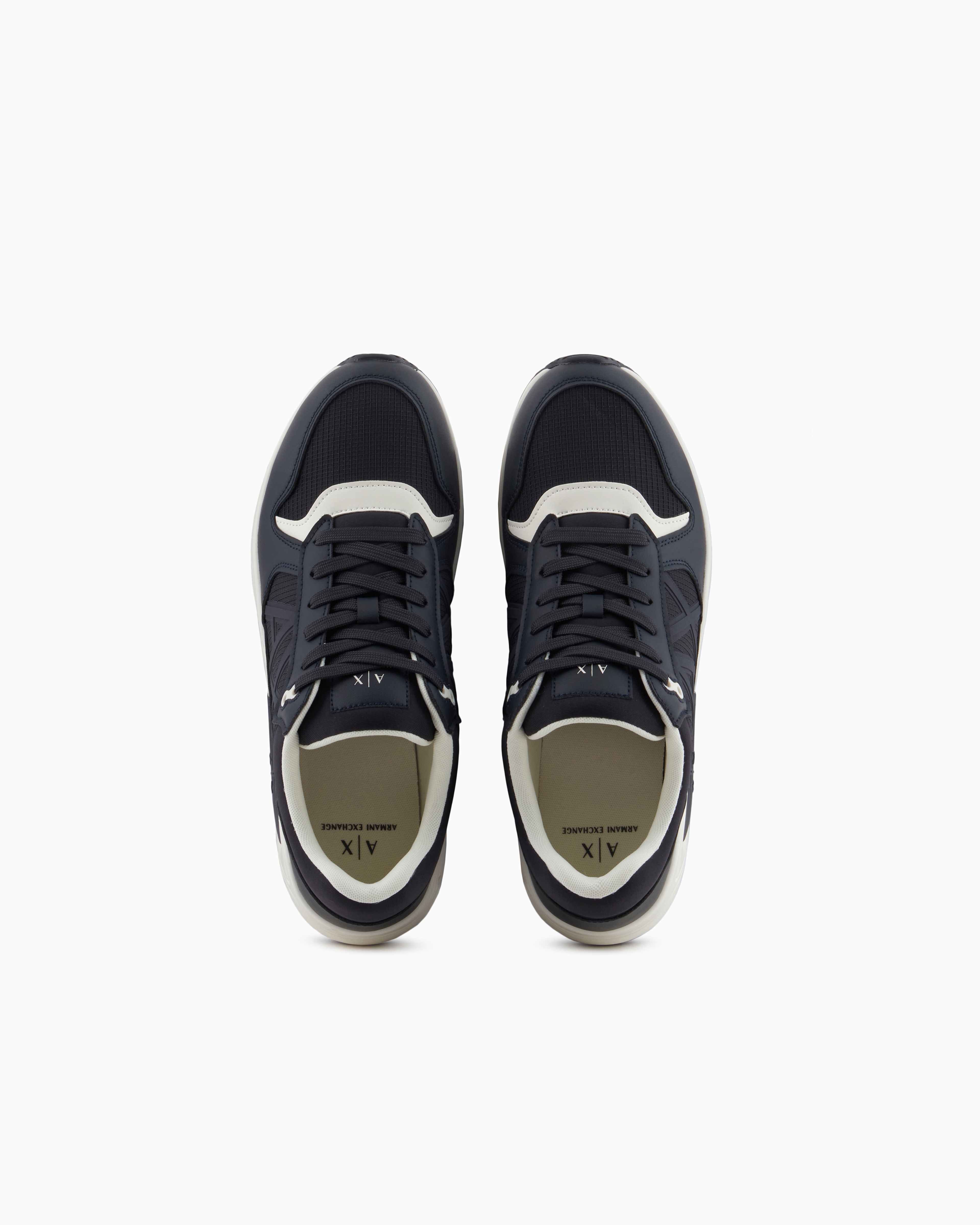 Armani Exchange - Sneakers with side logo and contrasting inserts, Man, Navy Blue, Size: