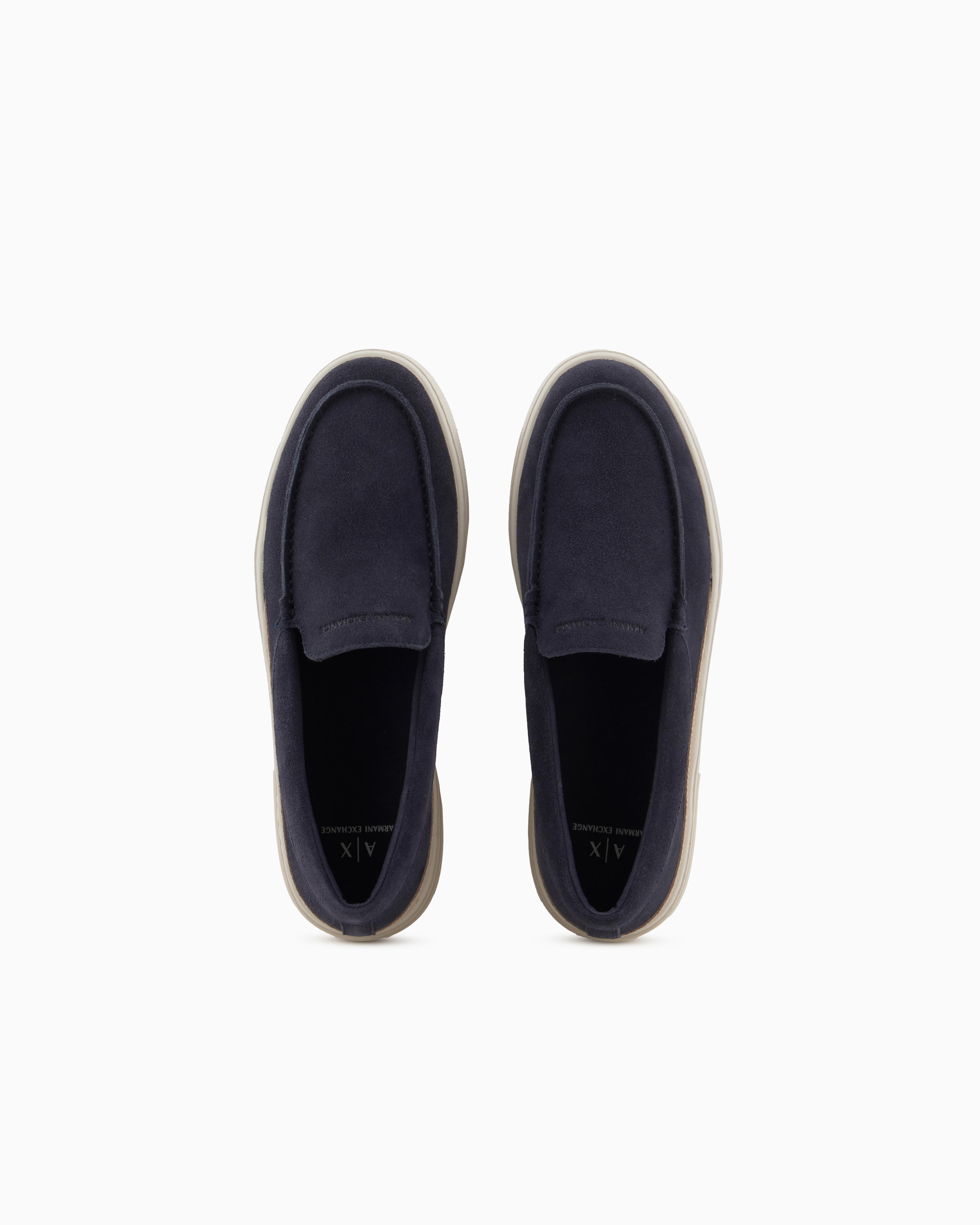 Armani Exchange - Suede Slip On, Man, Navy Blue, Size: