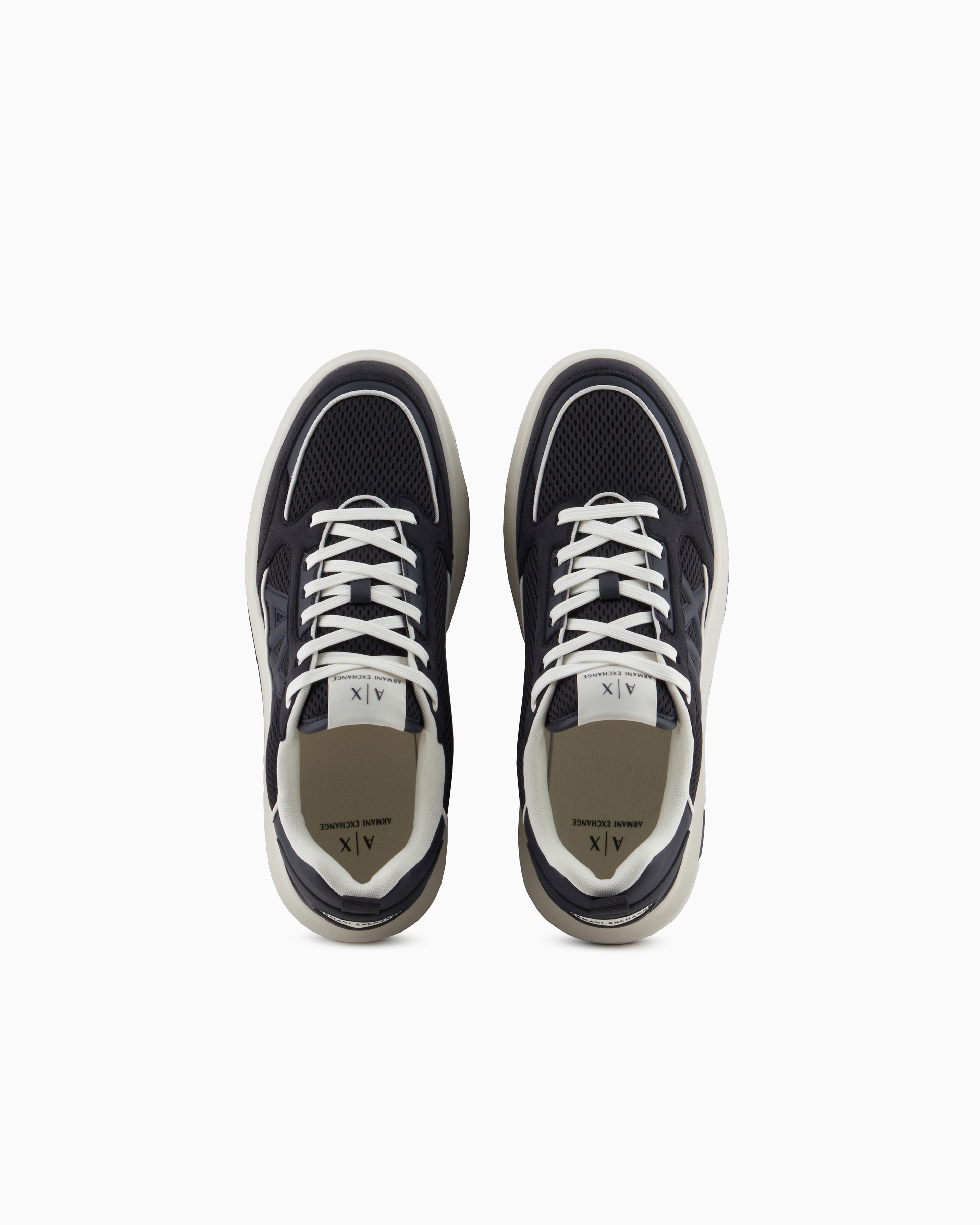 Armani Exchange -  Mesh sneakers with logo on the side, Man, Navy Blue, Size: