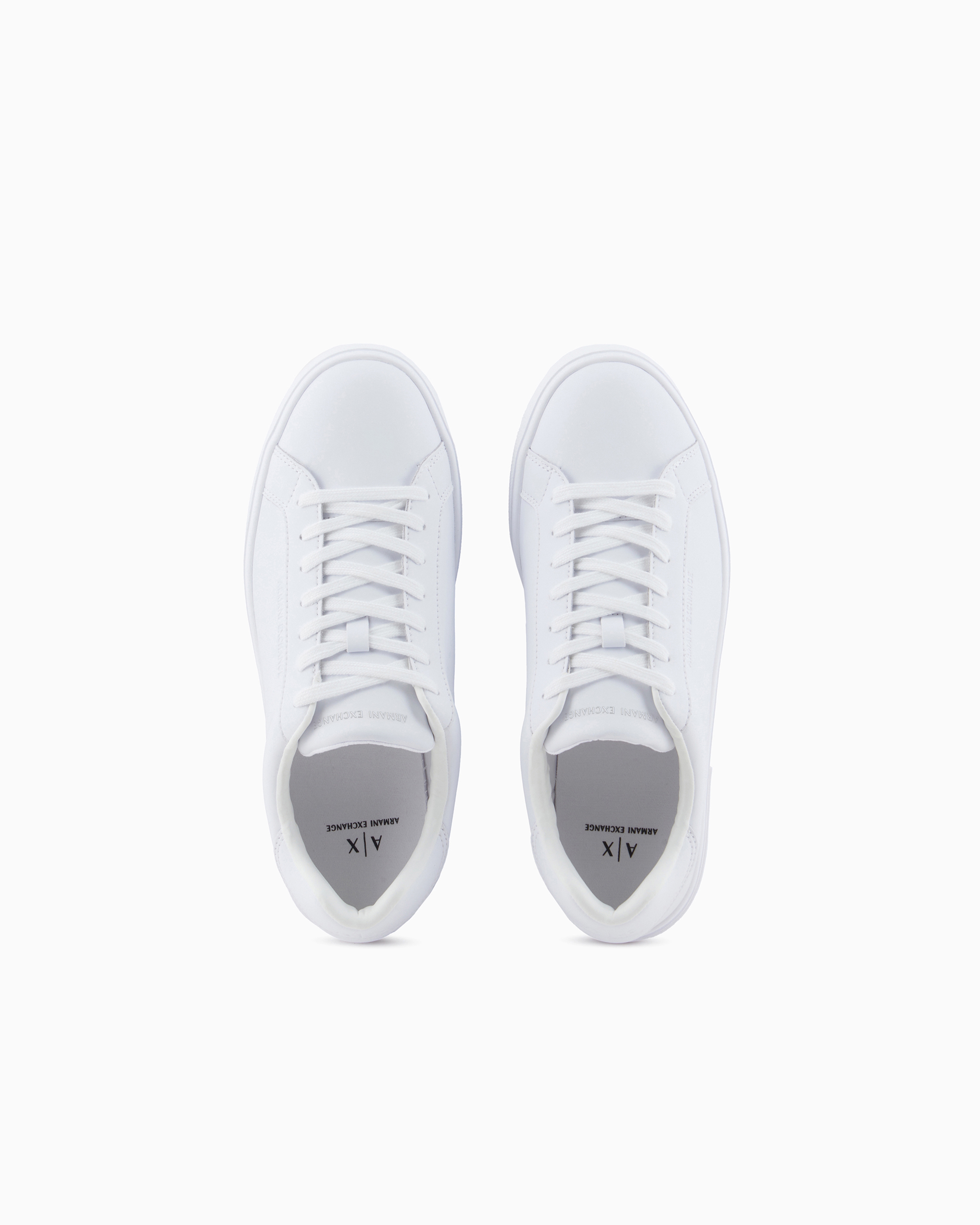 Armani Exchange - Leather sneakers with logo on the sole, Man, White, Size:
