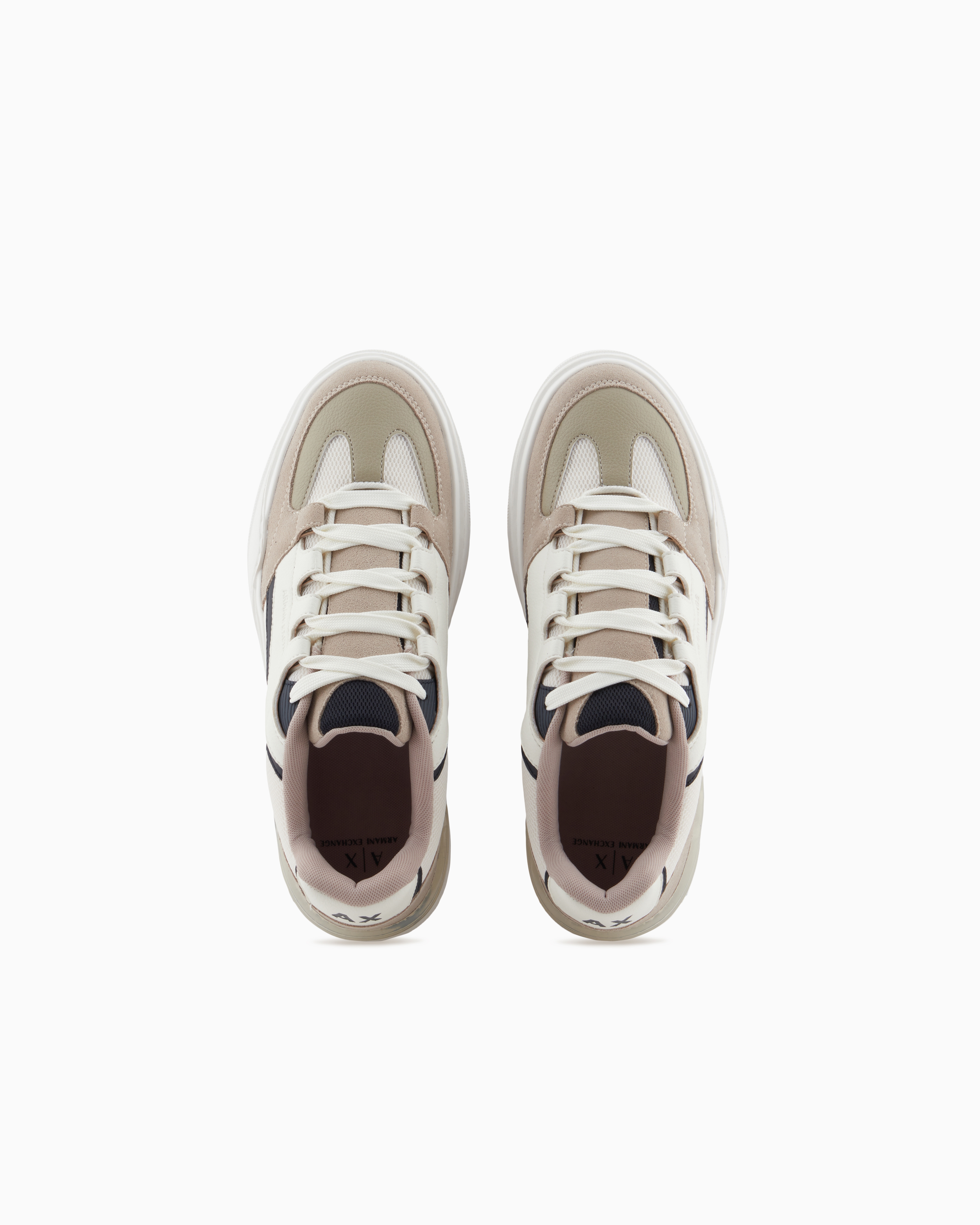 Armani Exchange - Oversized sneakers with contrasting inserts, Man, Brown, Size: