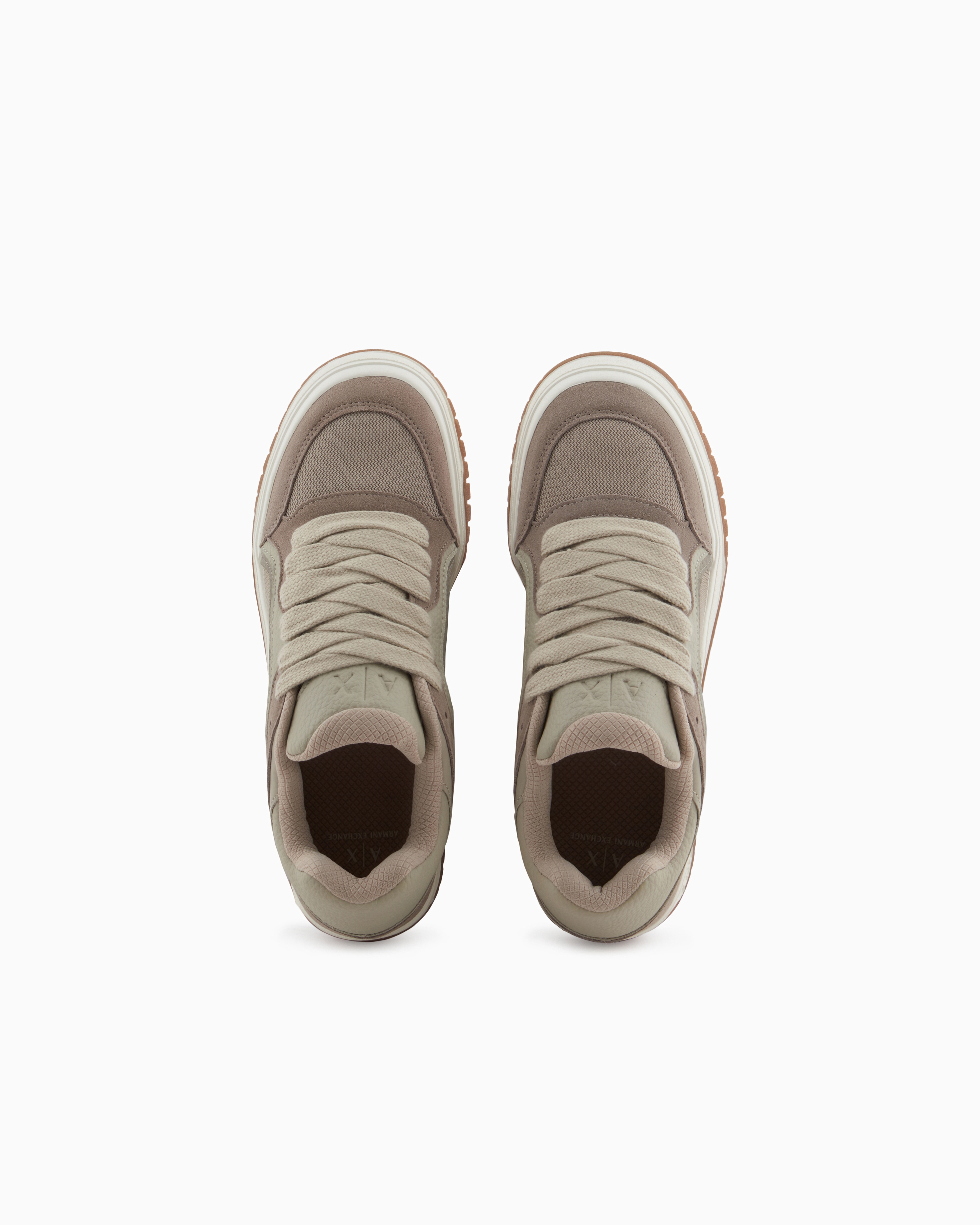 Armani Exchange - Oversized sneakers with contrasting inserts, Man, Brown, Size: