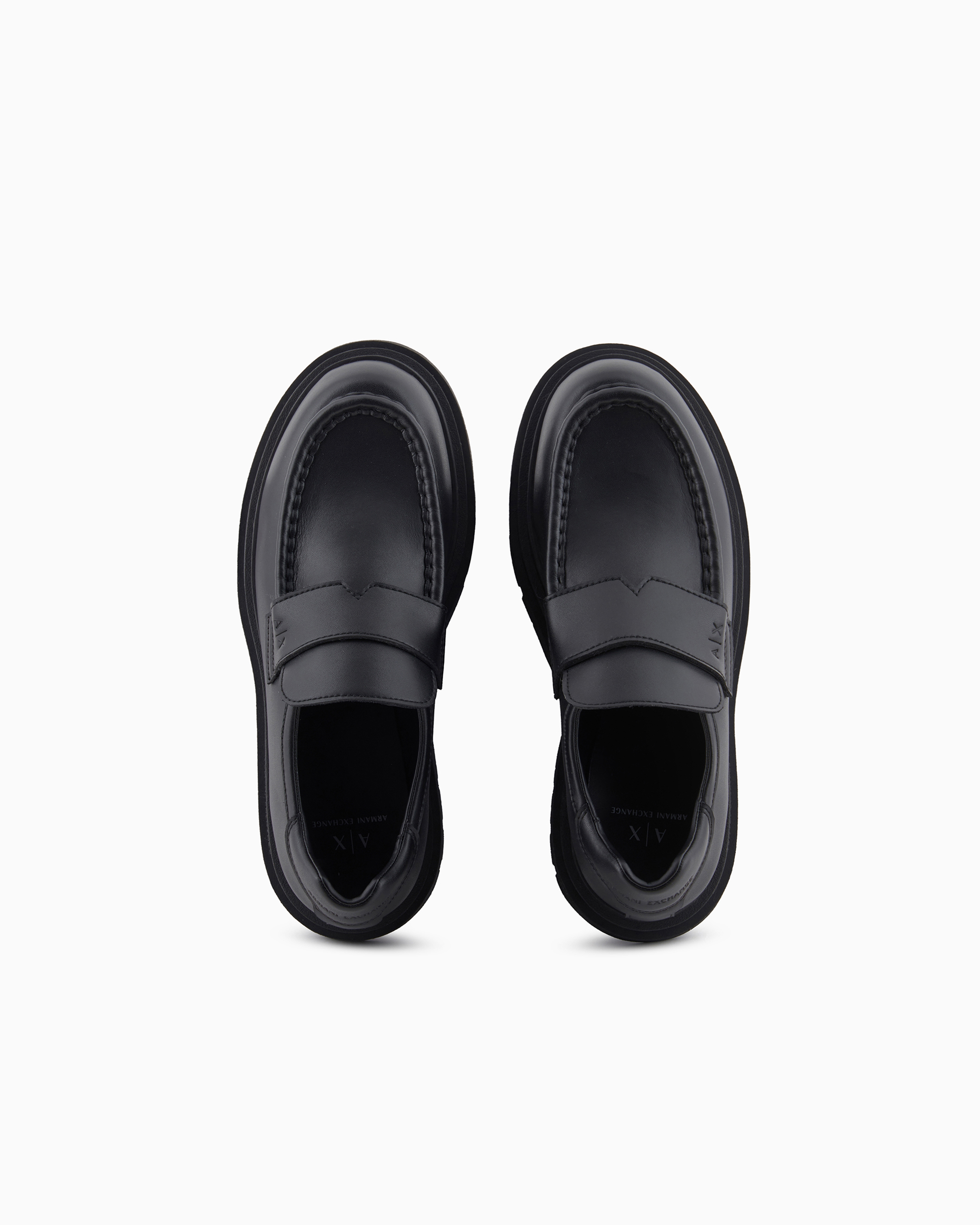 Armani Exchange - Genuine leather moccasins, Man, Black, Size: