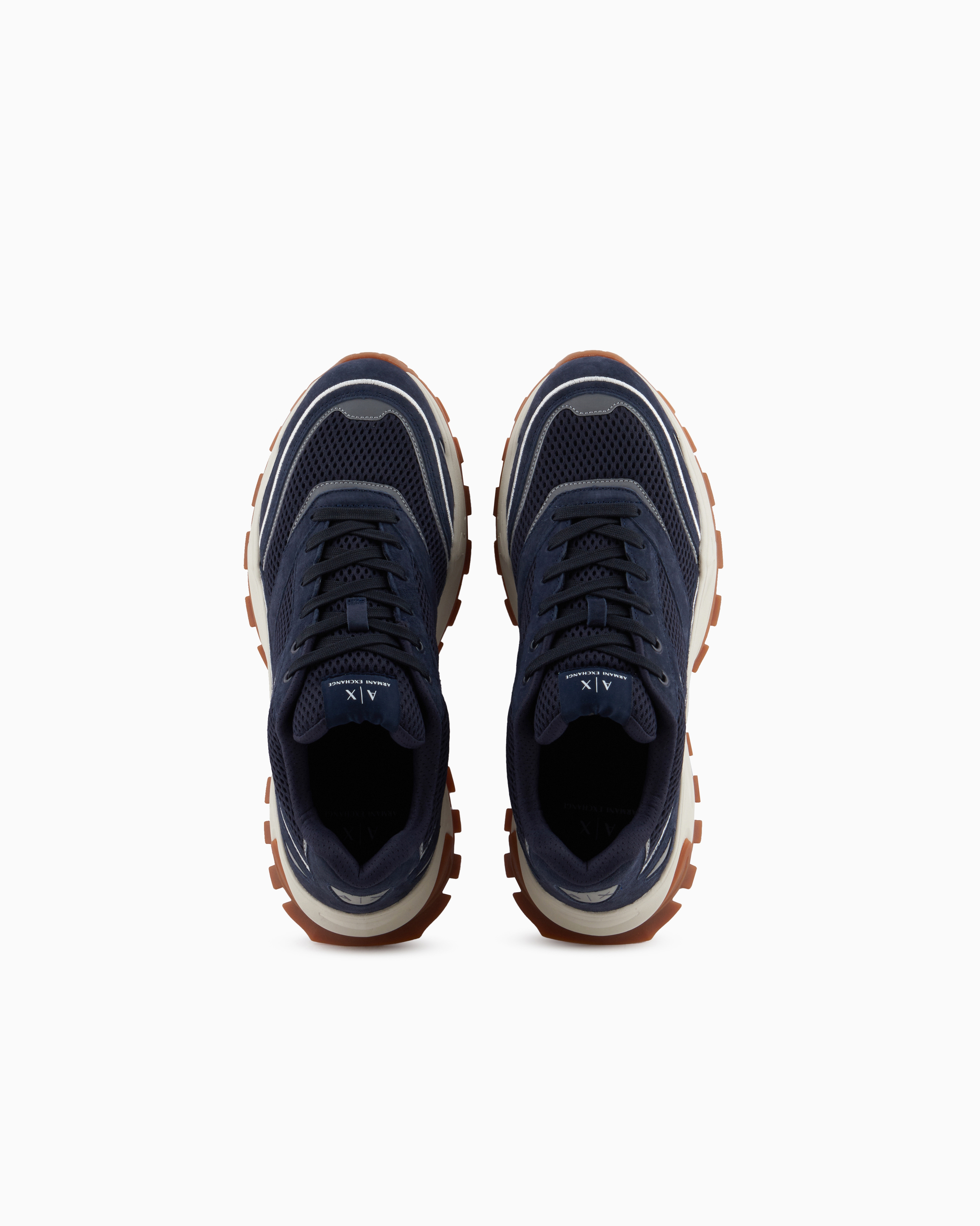 Armani Exchange - Mesh sneakers with oversized sole, Man, Navy Blue, Size: