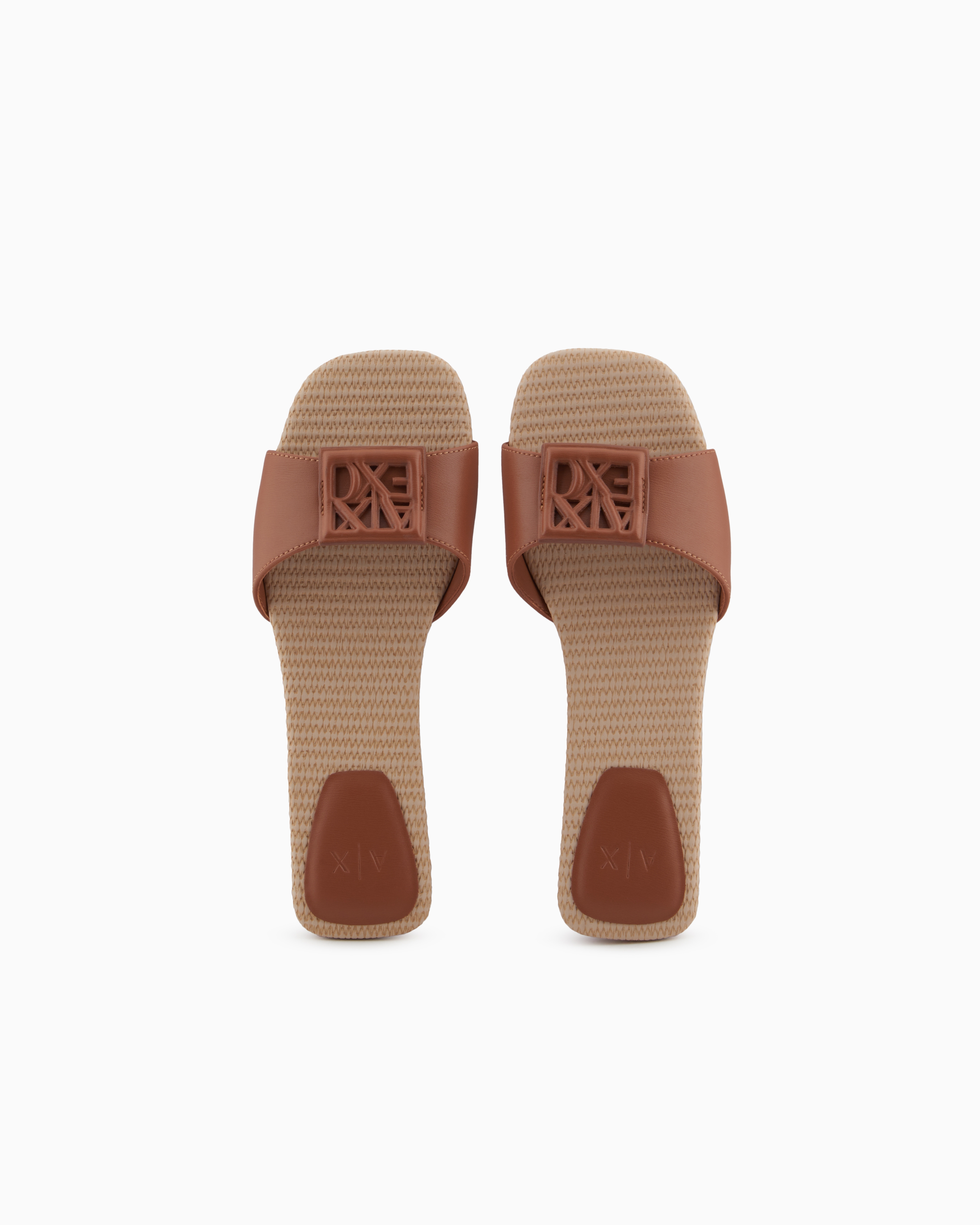 Armani Exchange - Slippers with band and logo, Woman, Camel, Size: