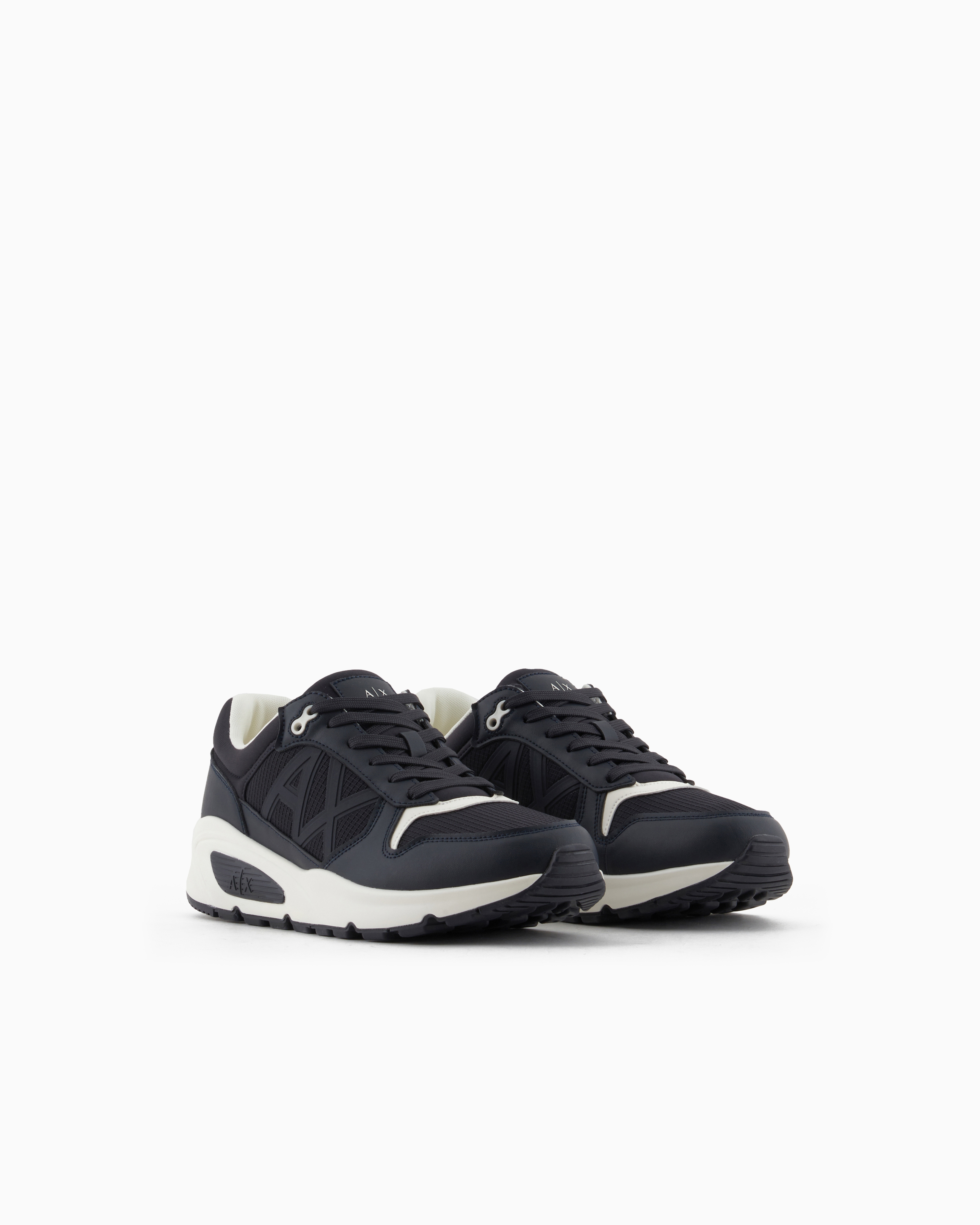 Armani Exchange - Sneakers with side logo and contrasting inserts, Man, Navy Blue, Size: