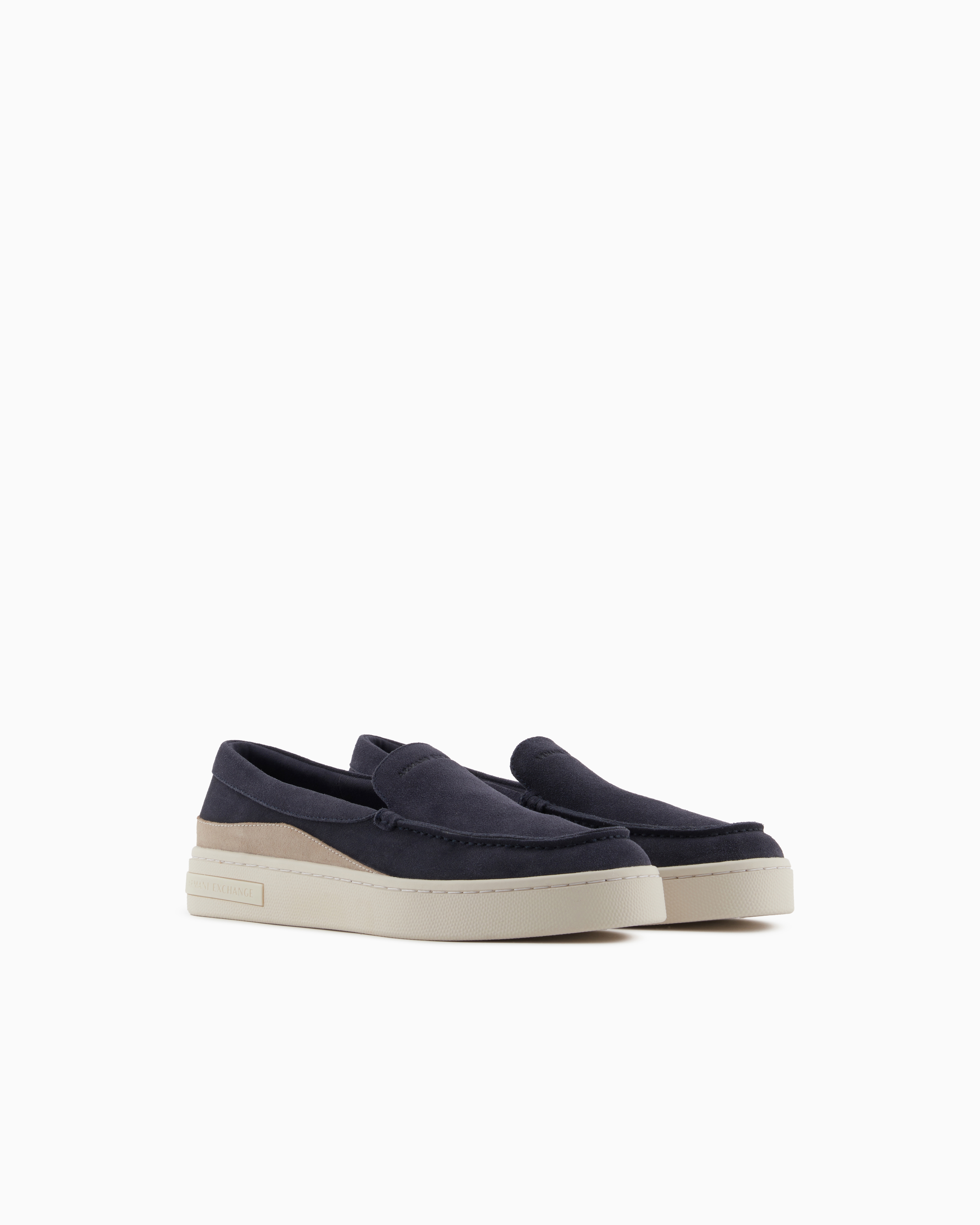 Armani Exchange - Suede Slip On, Man, Navy Blue, Size: