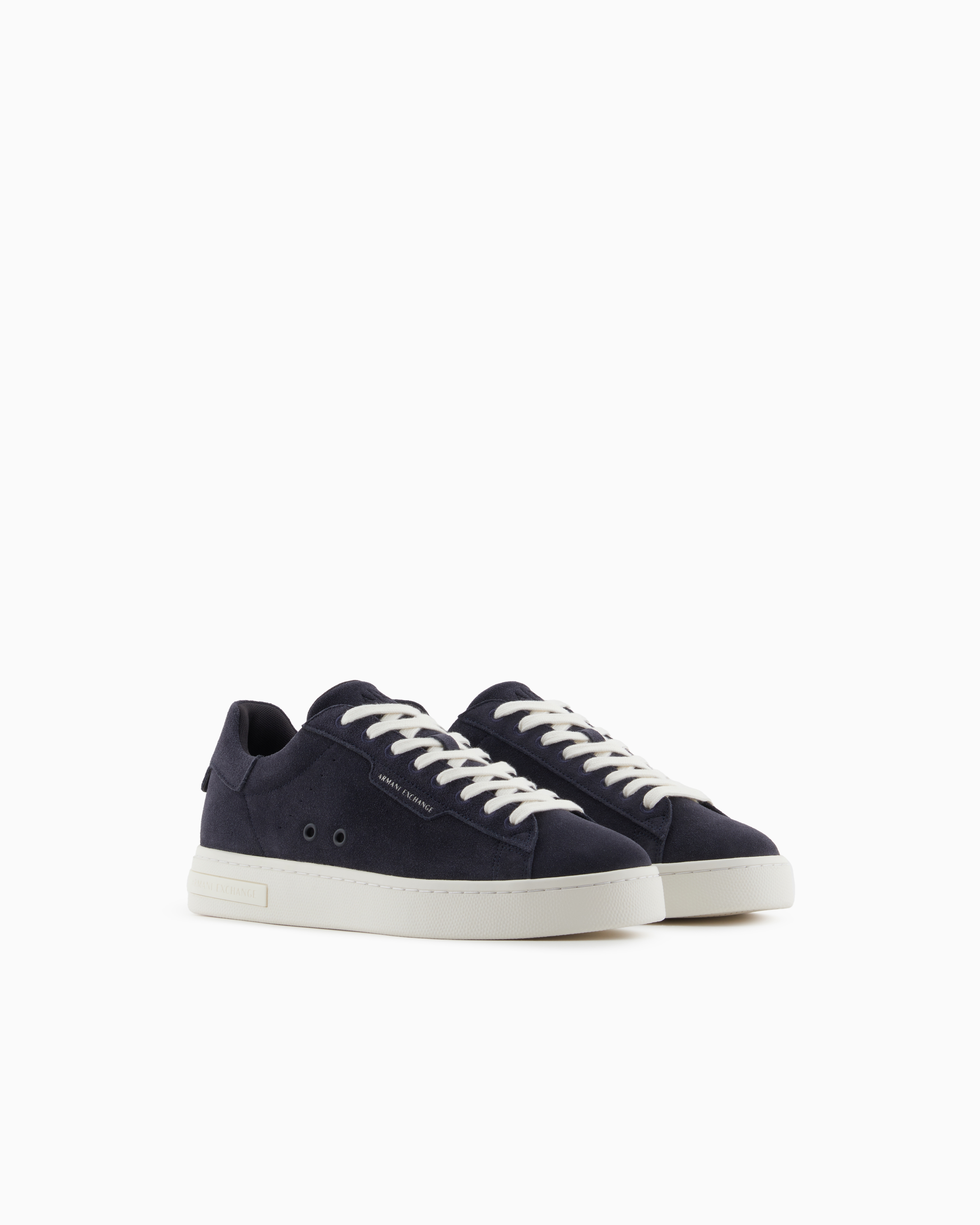 Armani Exchange - Leather sneakers with logo, Man, Navy Blue, Size: