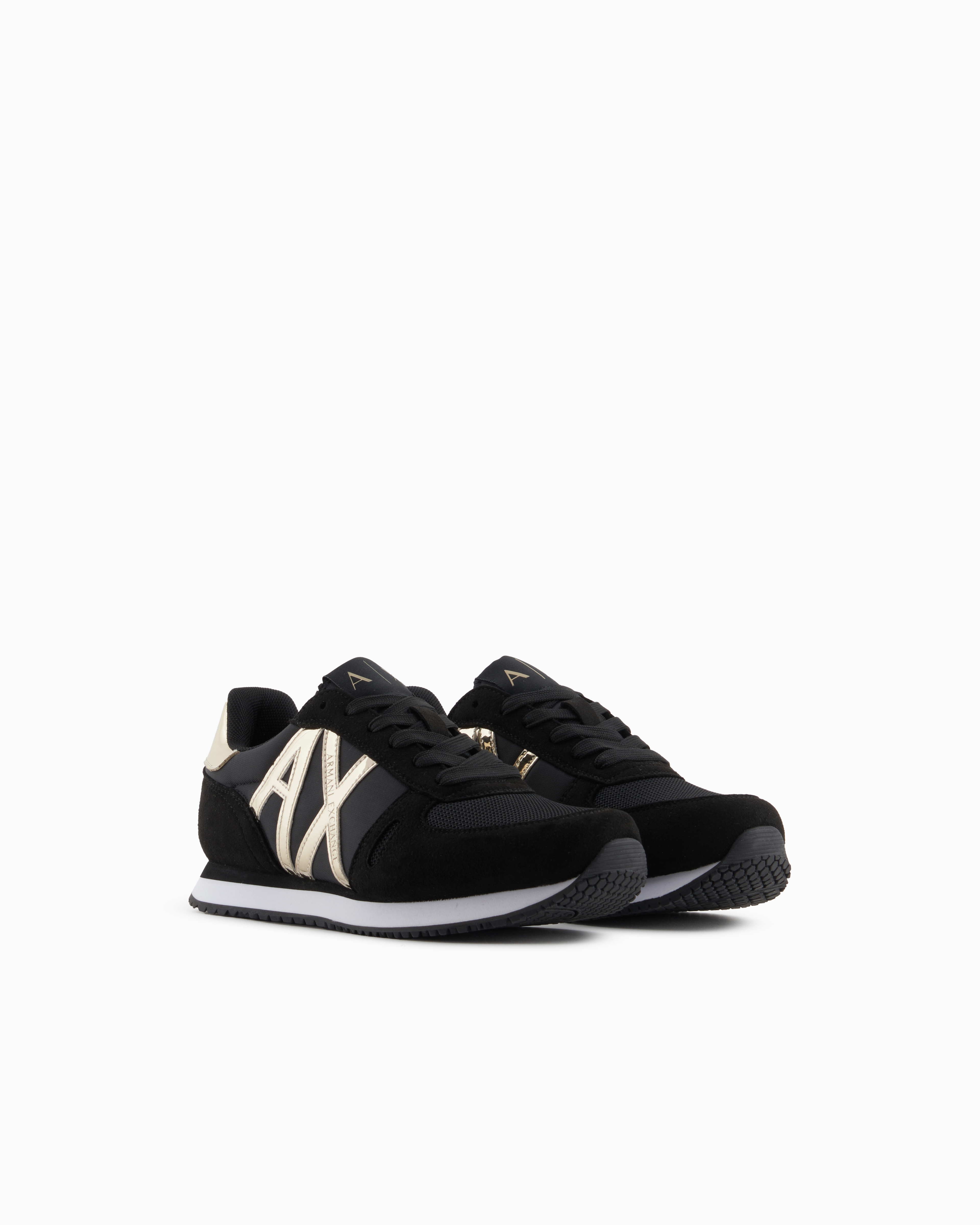 Armani Exchange - Microfiber sneakers with logo, Woman, Black, Size: