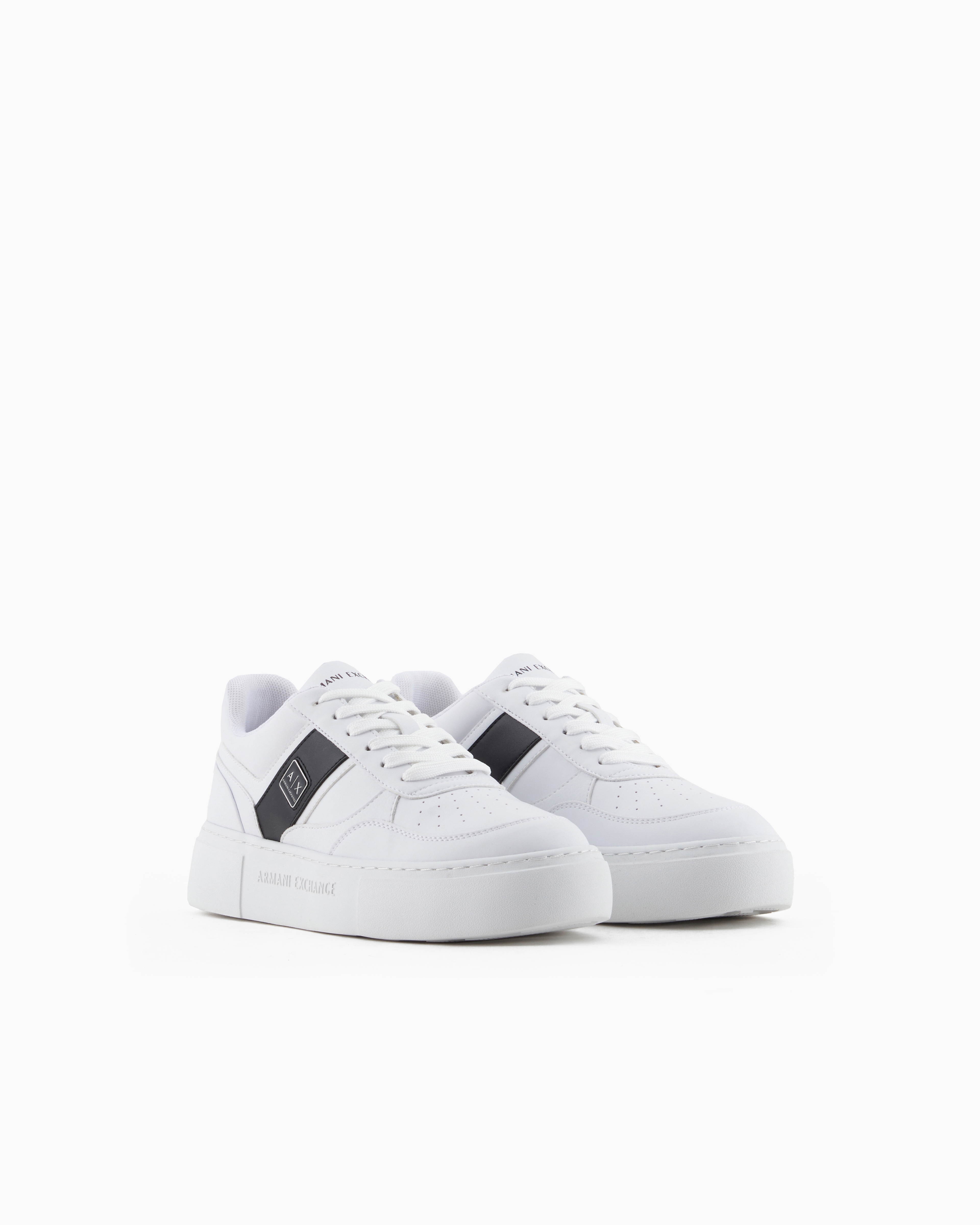 Armani Exchange - Sneakers with contrasting side band, Woman, White, Size: