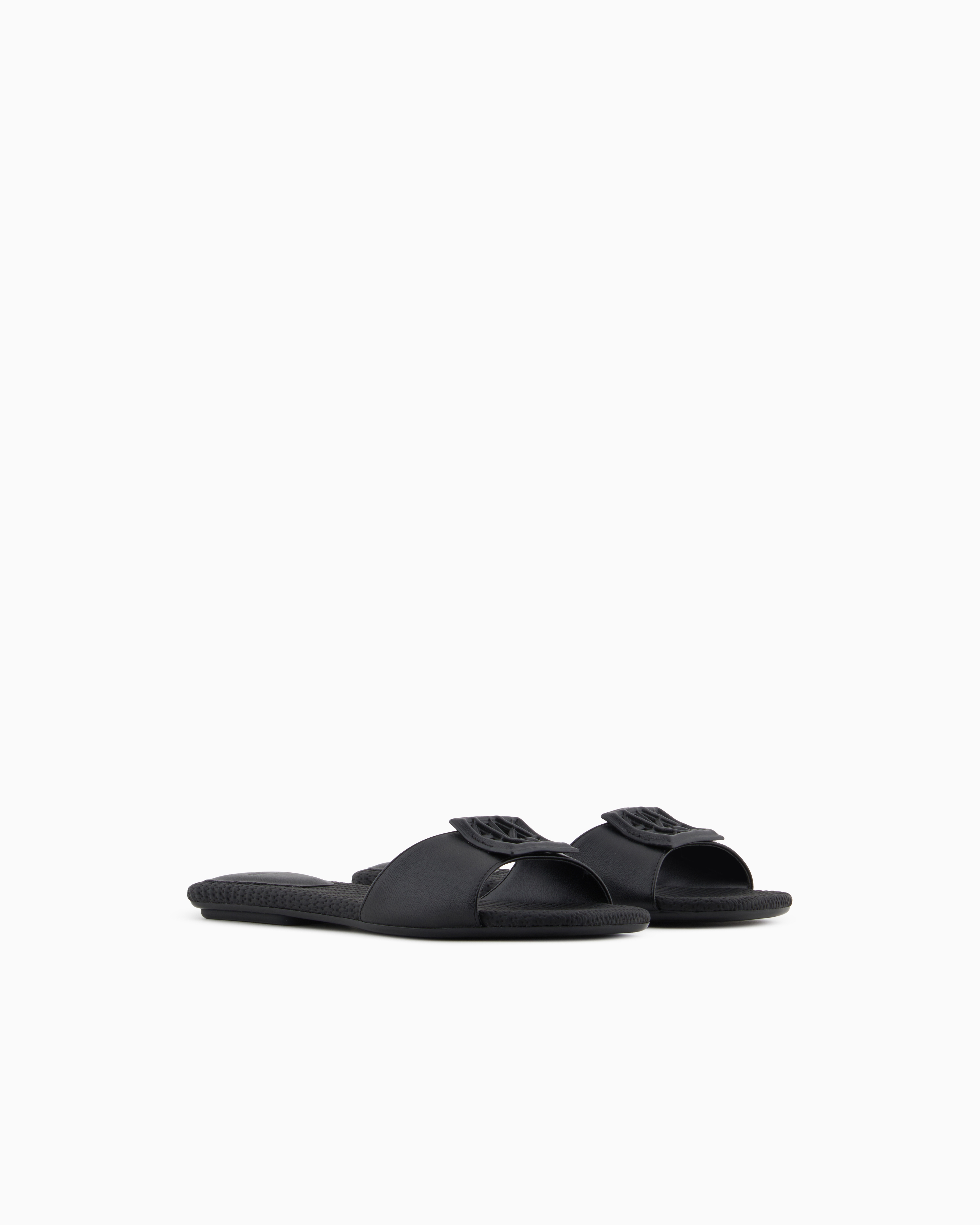 Armani Exchange - Slippers with band and logo, Woman, Black, Size: