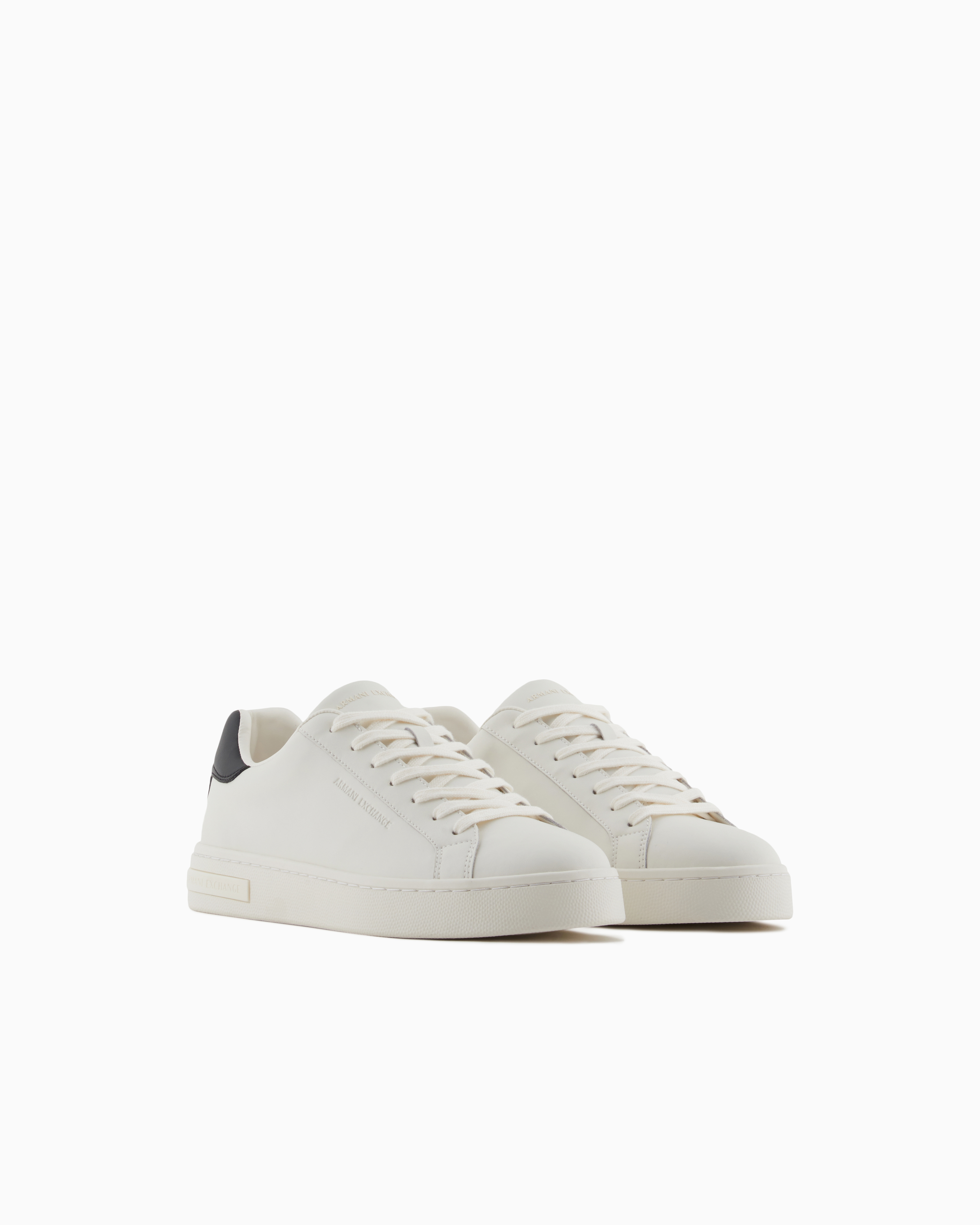 Armani Exchange - Leather sneakers with logo on the sole, Man, Two-tone, Size: