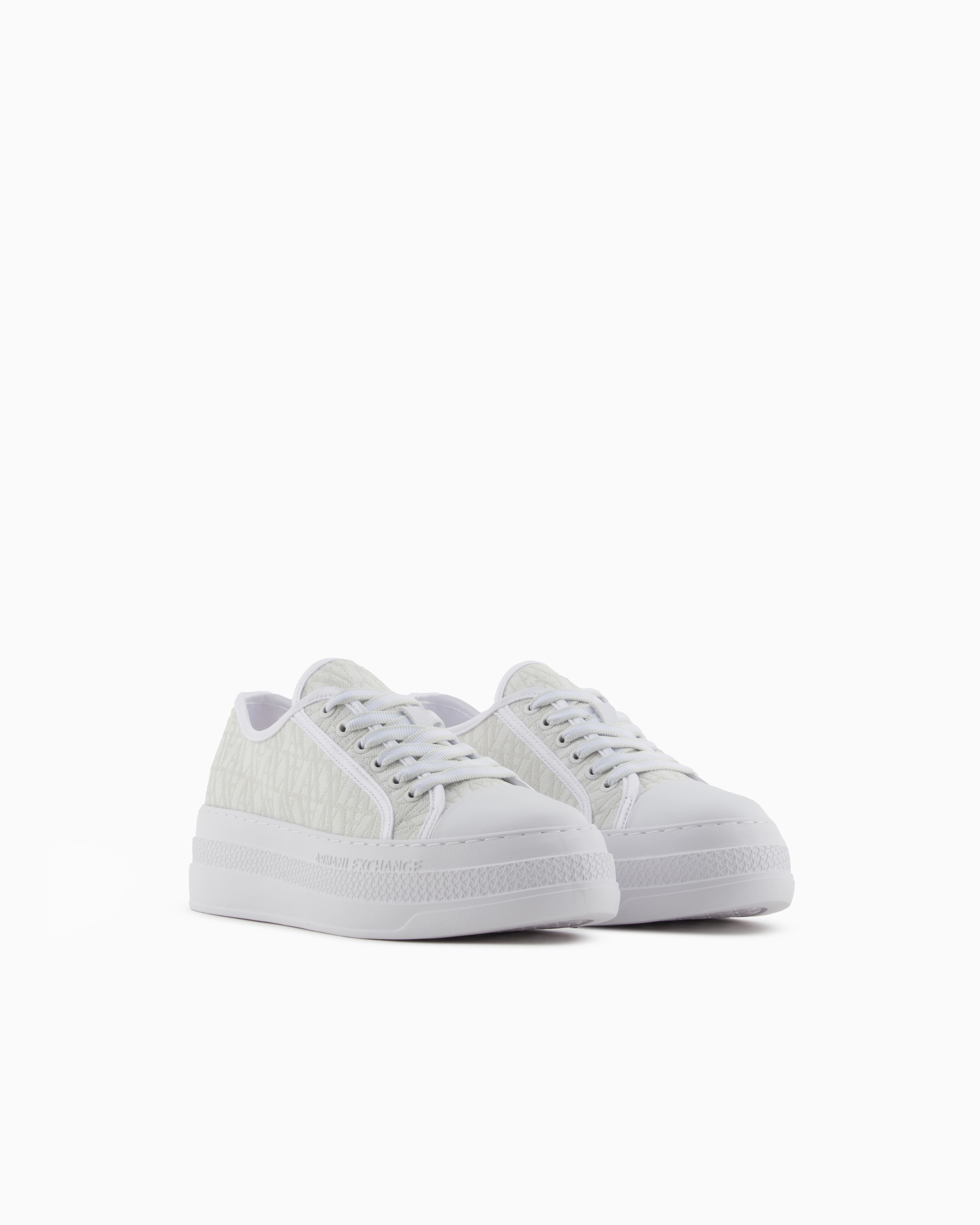 Armani Exchange - Sneakers with allover logo, Woman, White, Size: