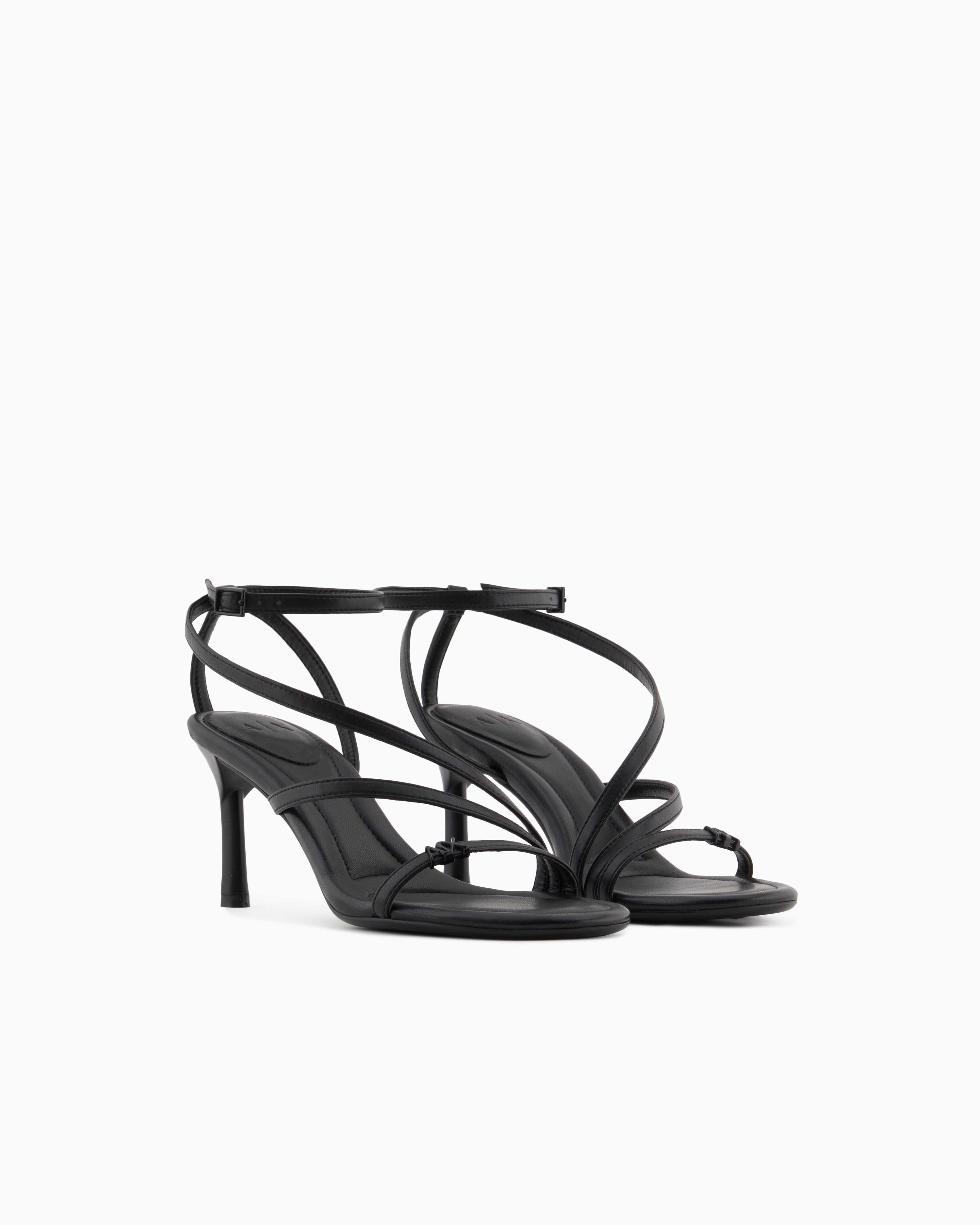 Armani Exchange - Heeled sandals with straps, Woman, Black, Size: