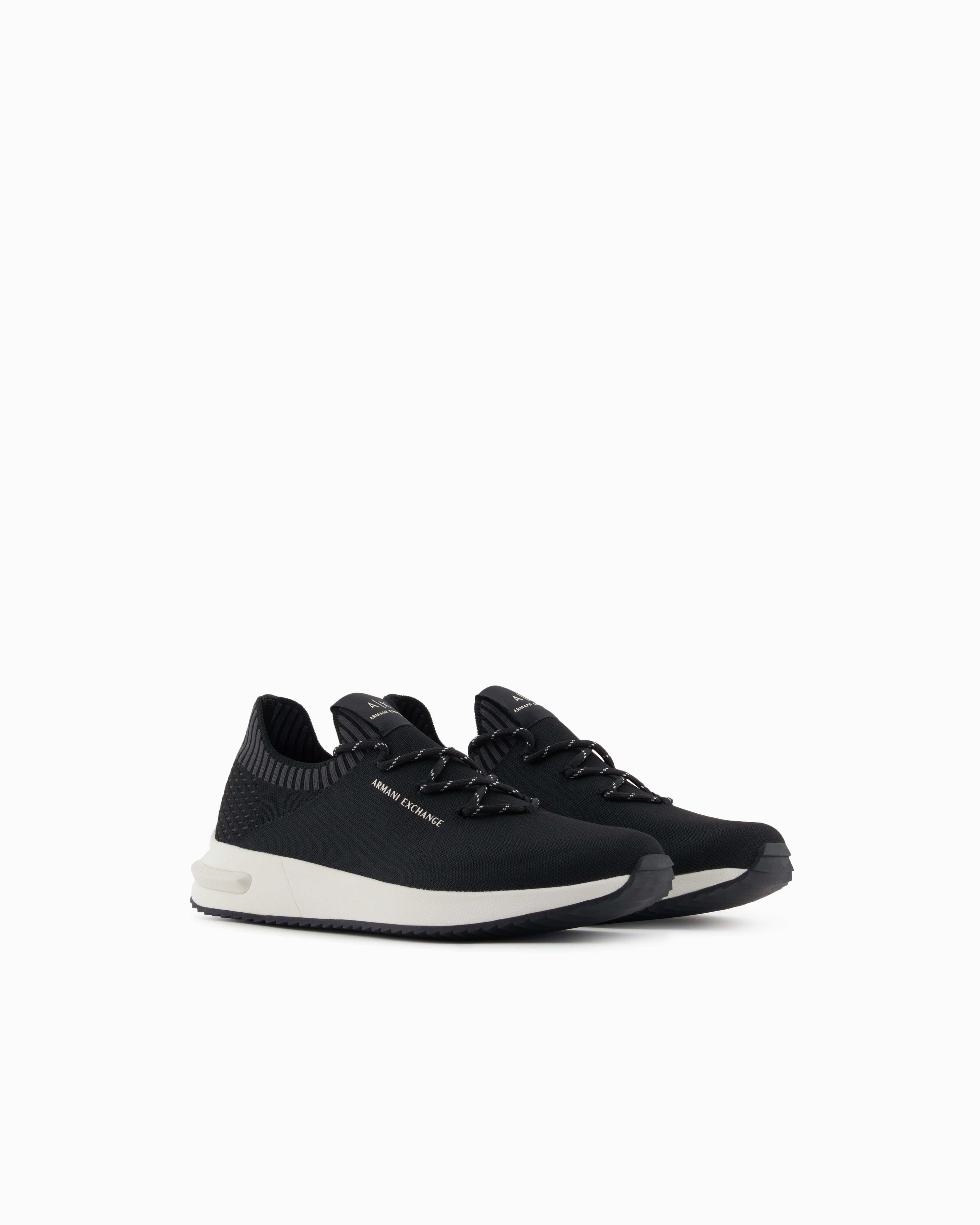 Armani Exchange - Mesh Sock Sneakers, Man, Black, Size: