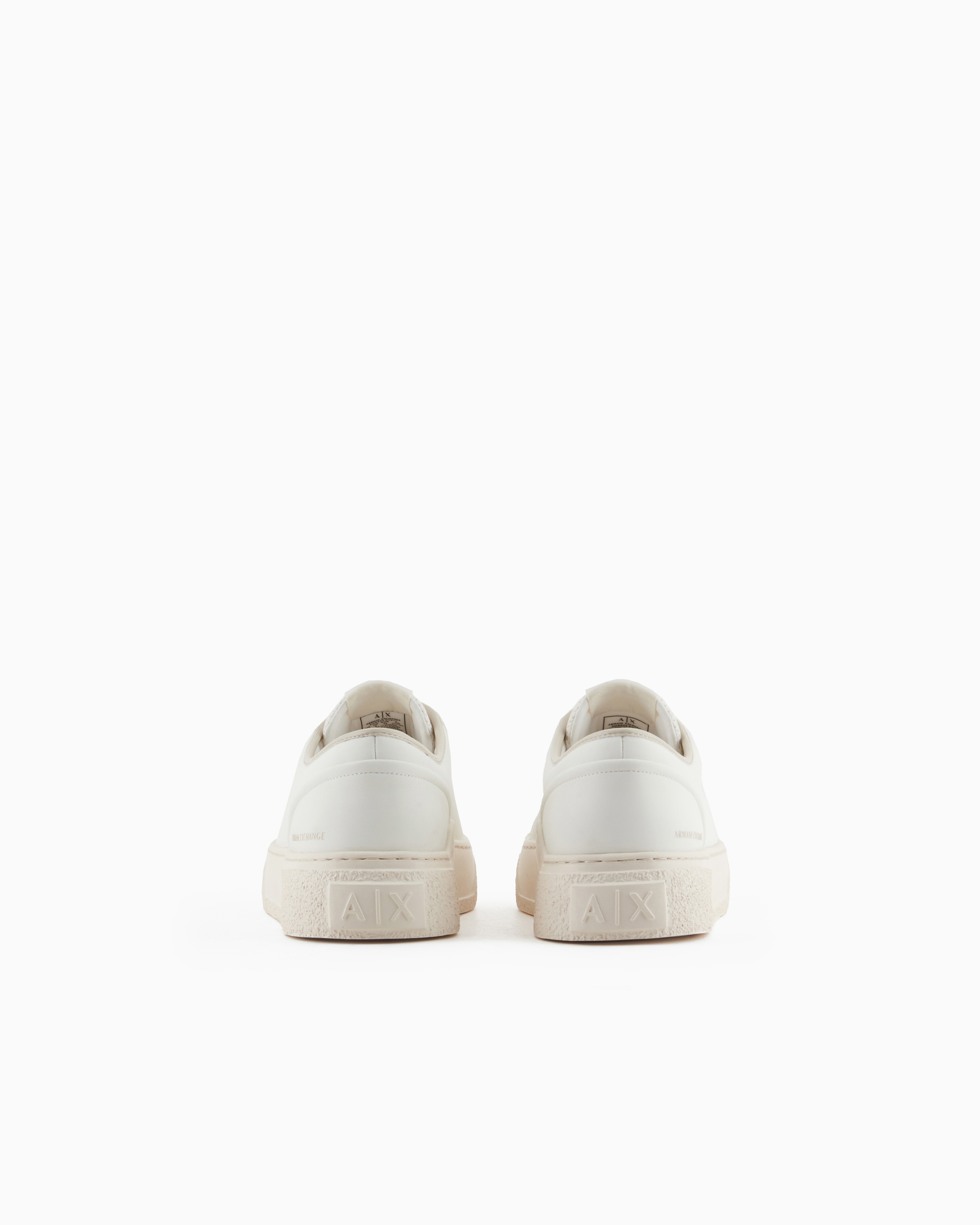 Armani Exchange - Leather sneakers with mesh insert, Man, White, Size: