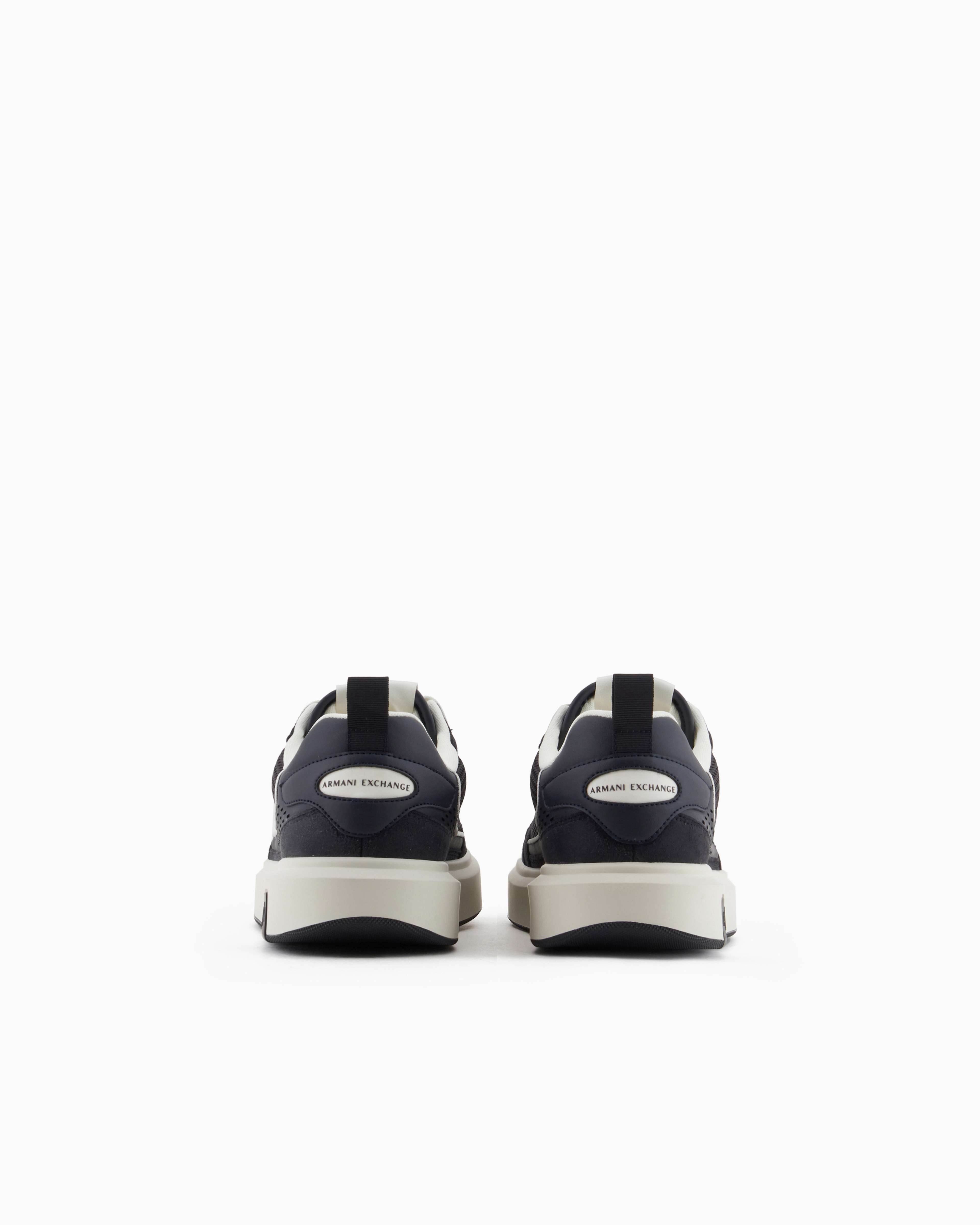 Armani Exchange -  Mesh sneakers with logo on the side, Man, Navy Blue, Size: