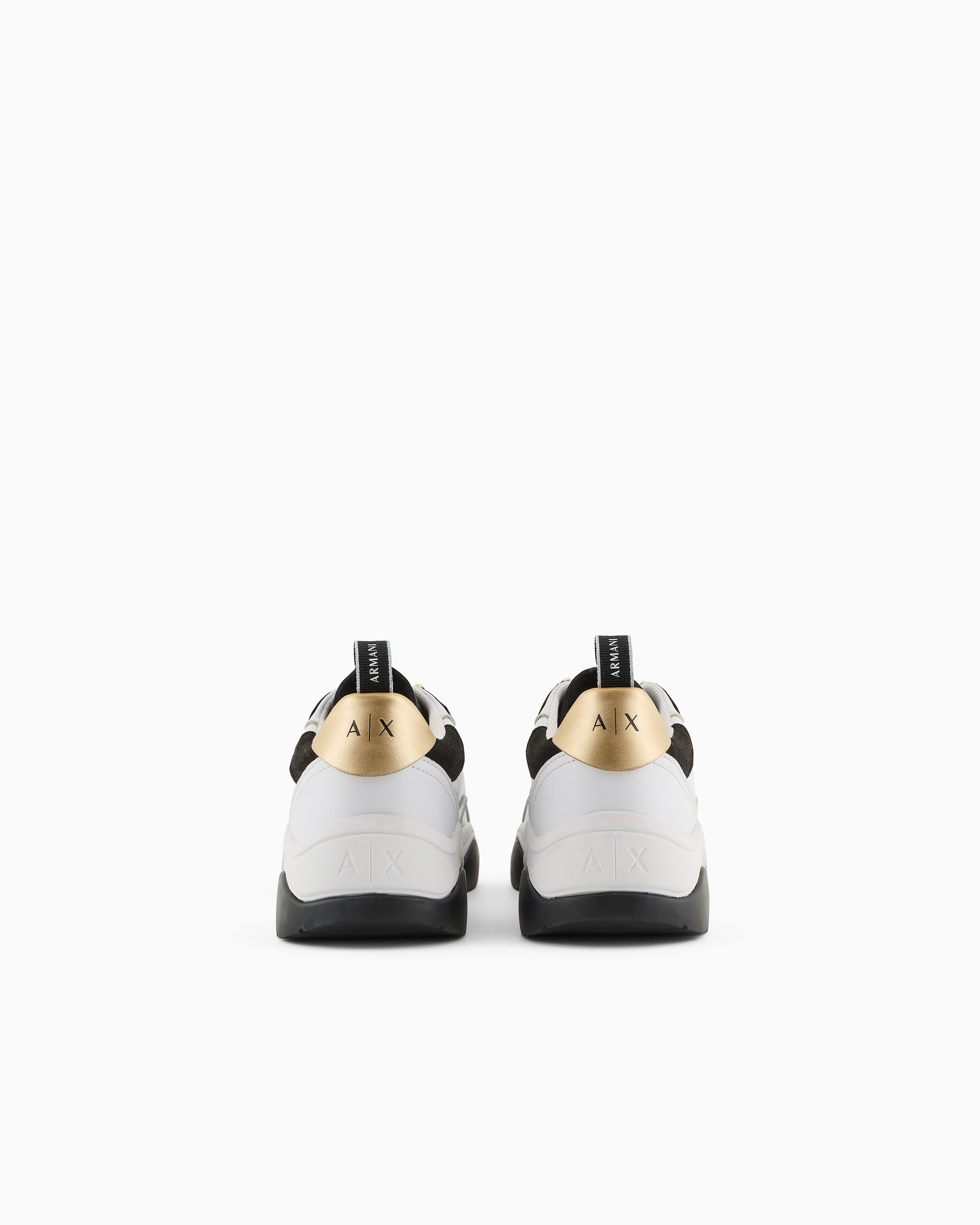 Armani Exchange - Leather sneakers with logo application, Woman, White, Size: