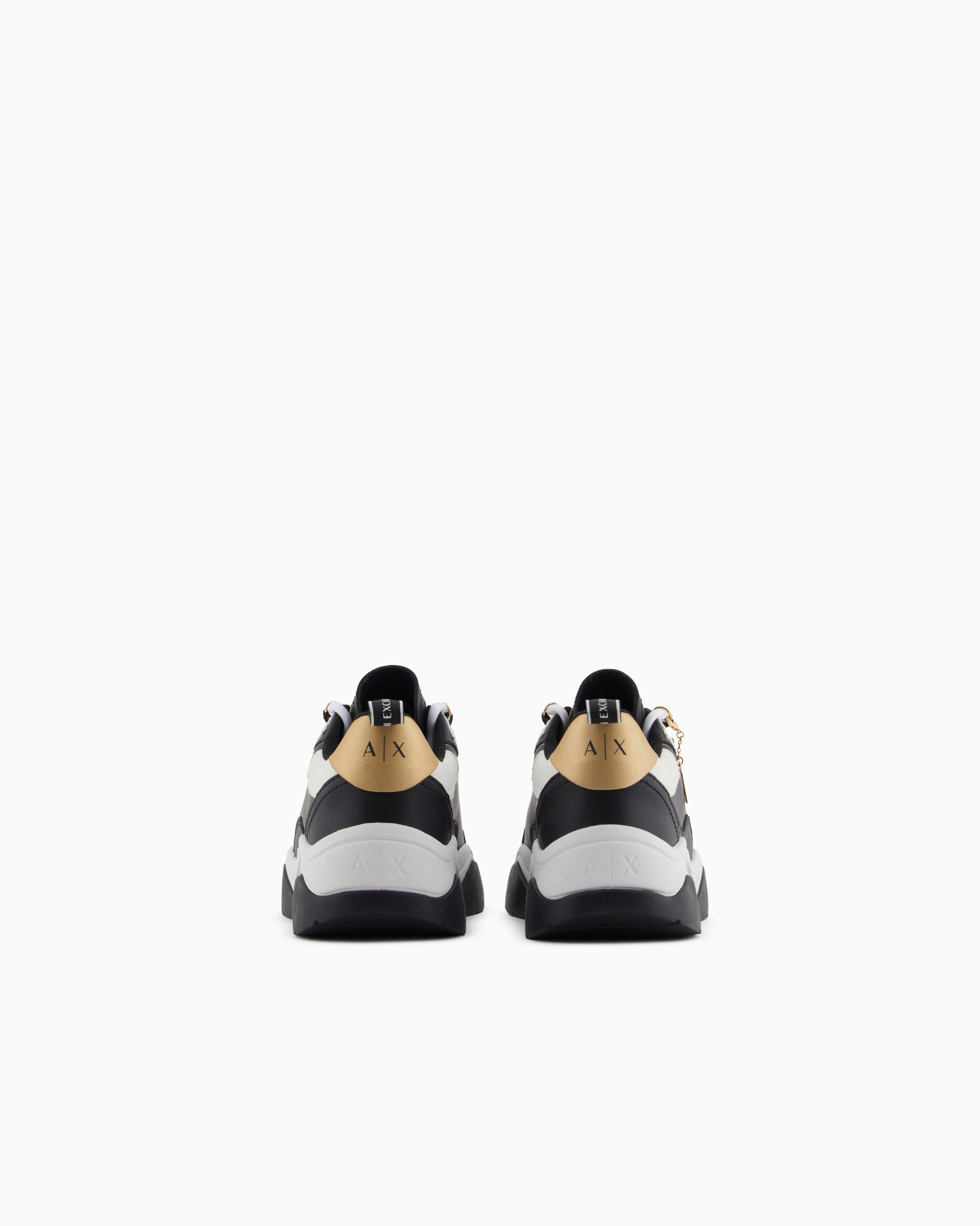 Armani Exchange - Leather sneakers with logo application, Woman, Black, Size: