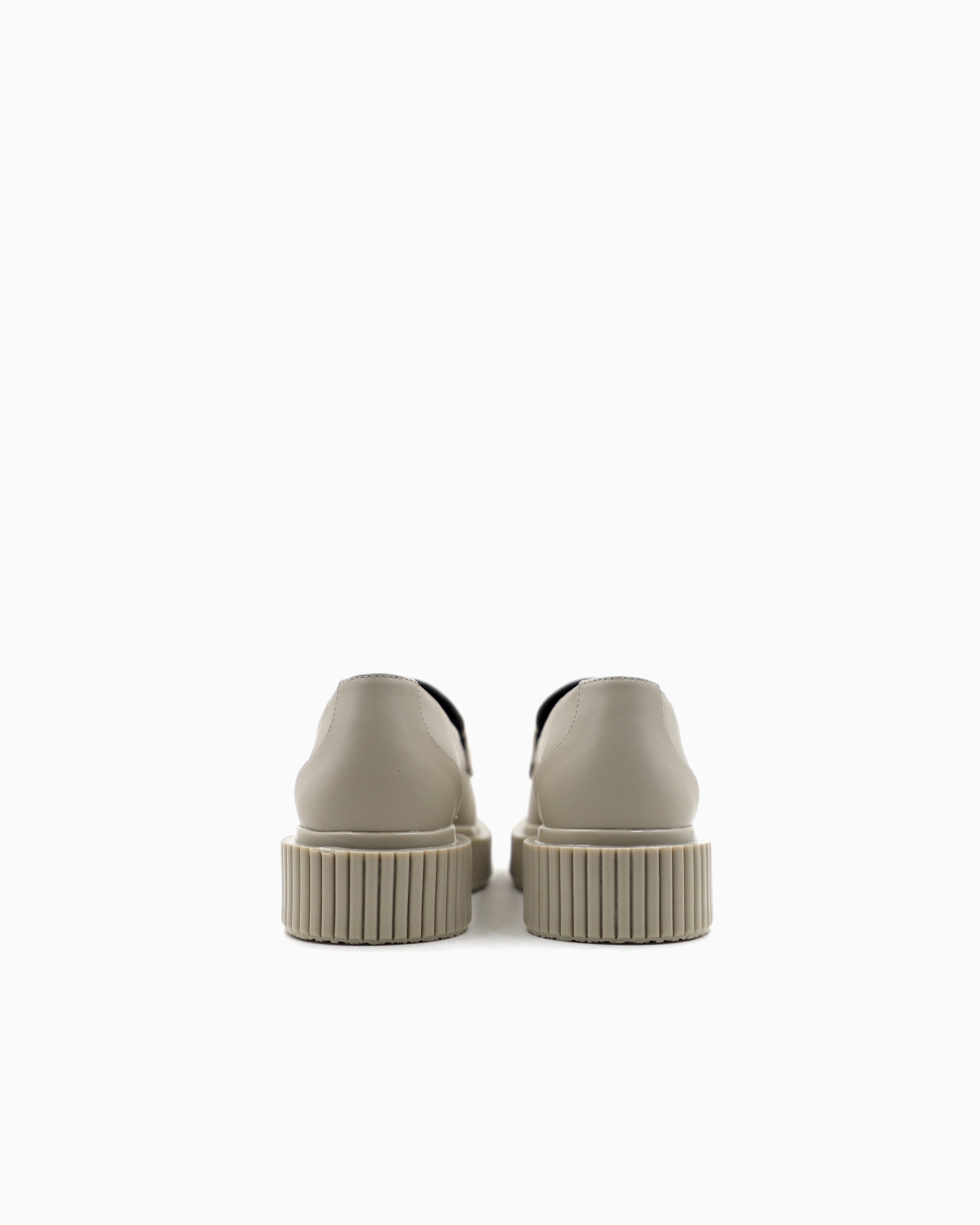Armani Exchange - Leather loafers with logo, Woman, Beige, Size:
