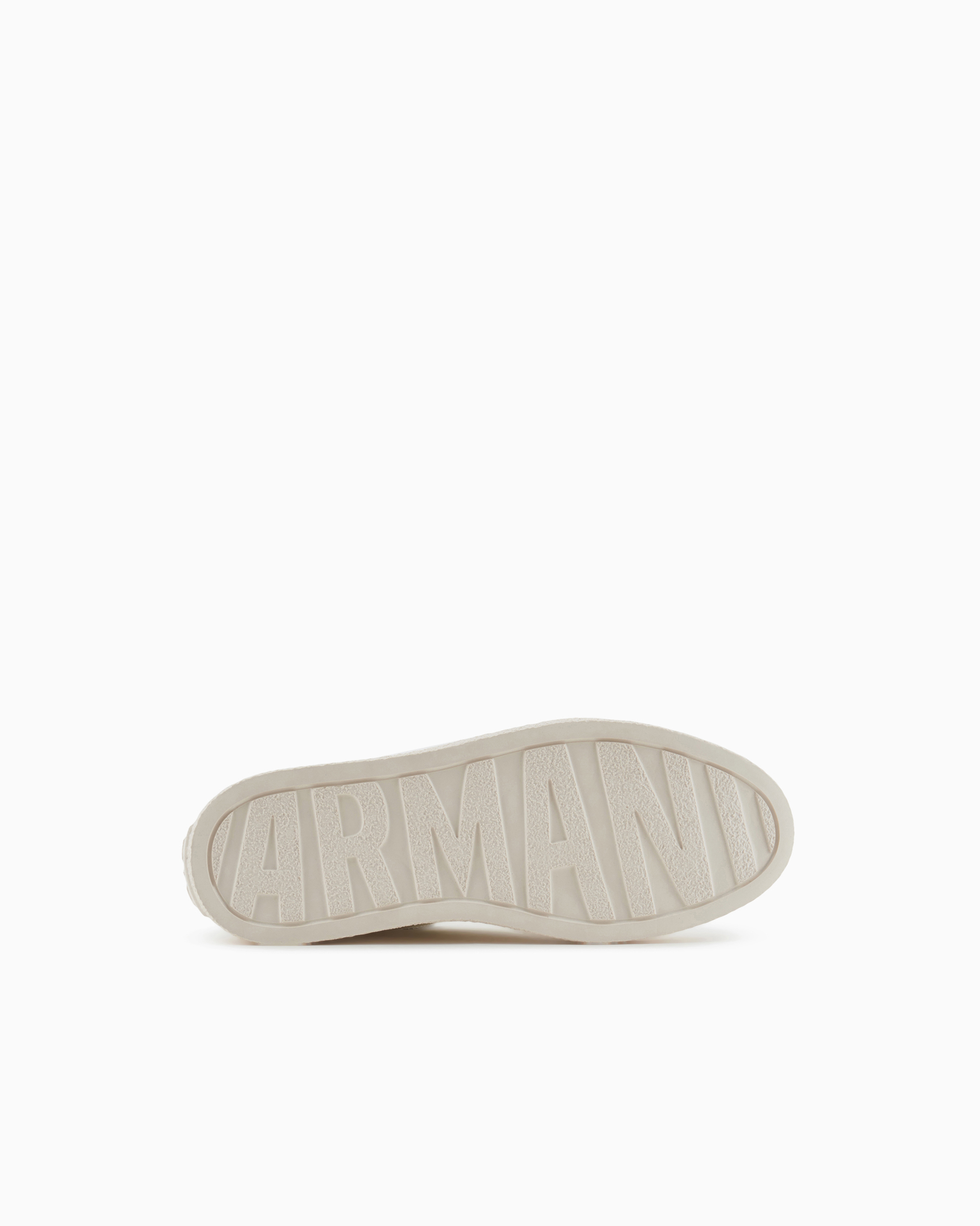 Armani Exchange - Hammered leather sneakers with contrasting back, Man, White, Size: 6