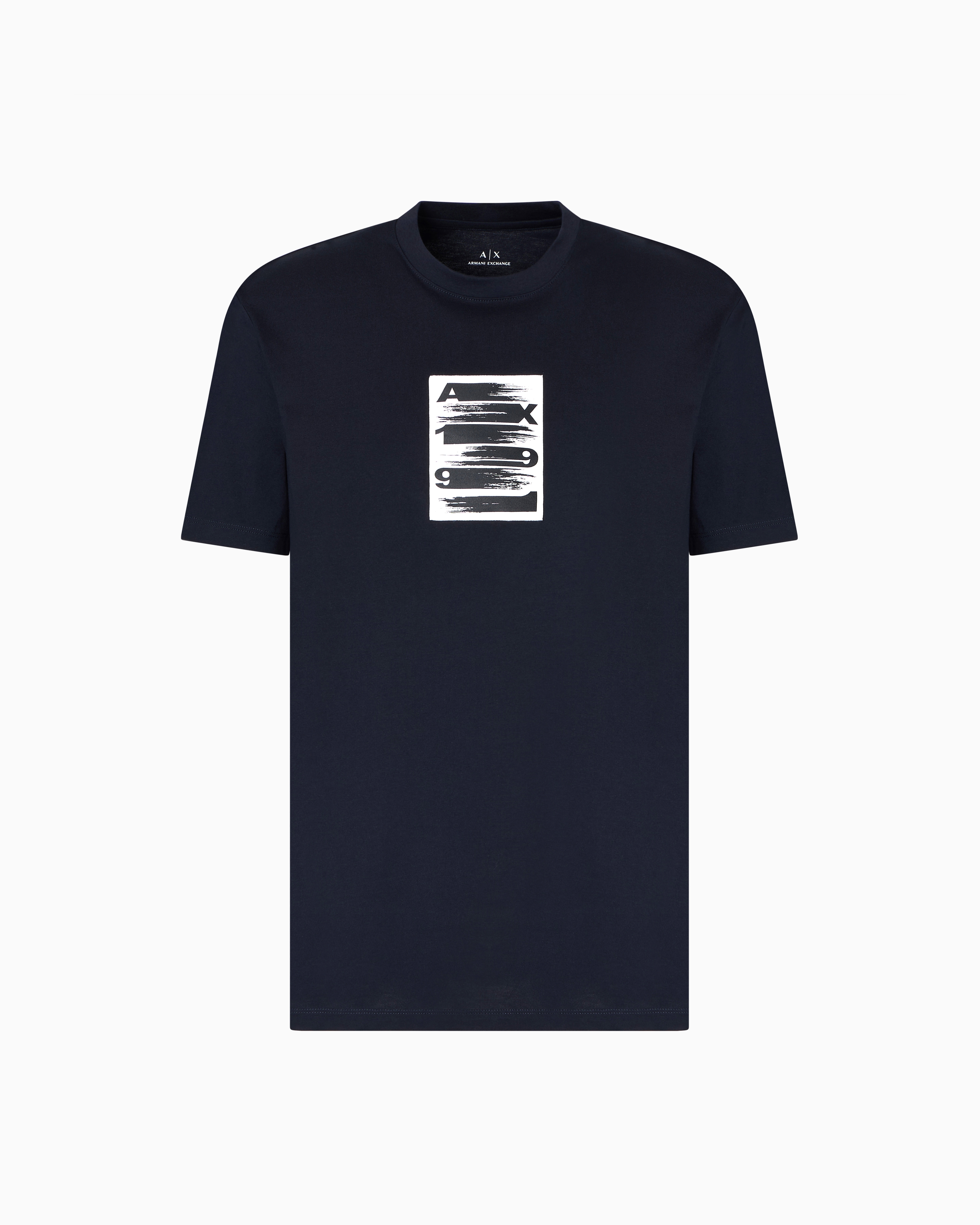 Armani Exchange Regular Fit T-shirt With Abstract Logo In Navy_blue