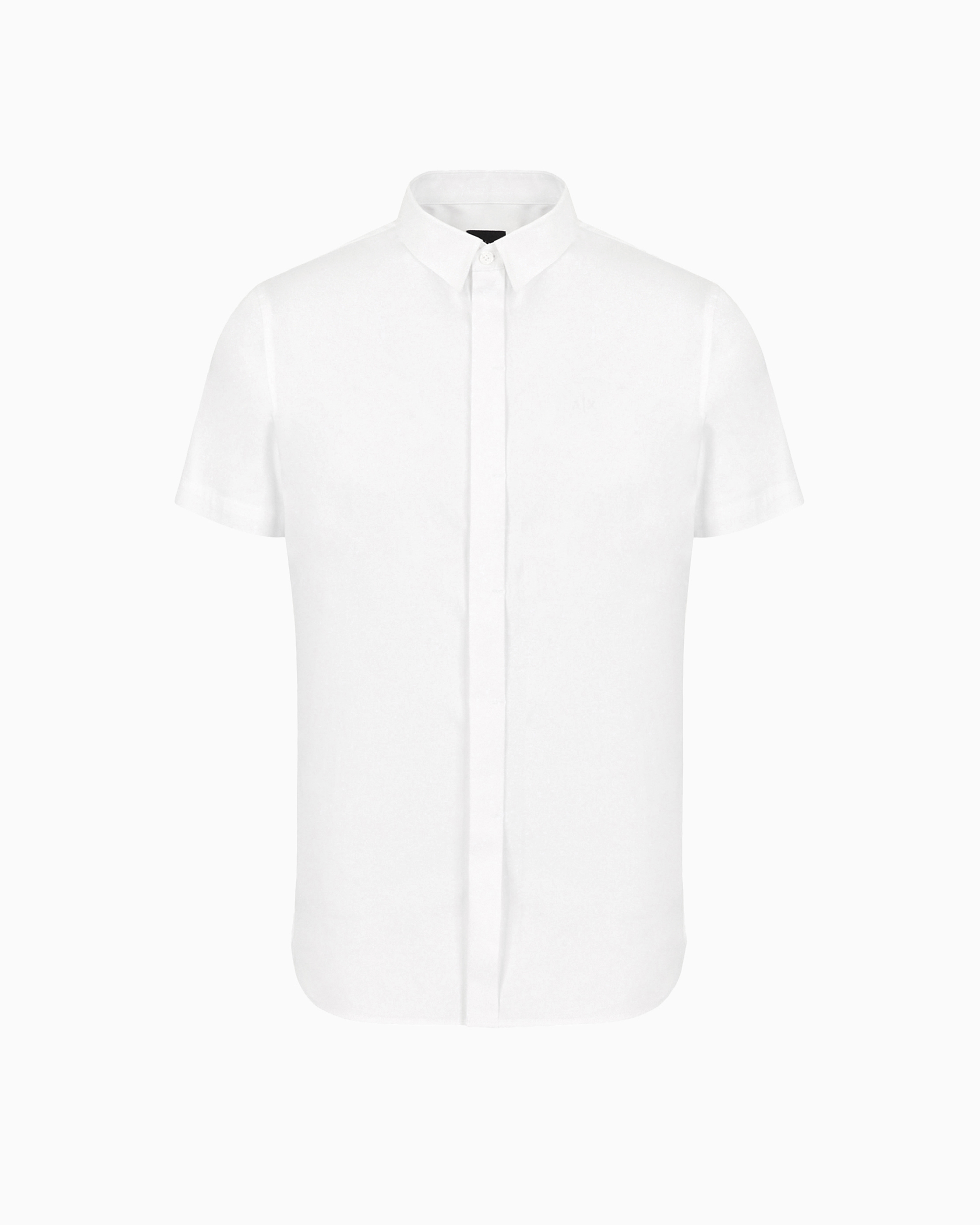 Armani Exchange White Slim Fit Short Sleeve Shirt In Stretch Satin Extra Small