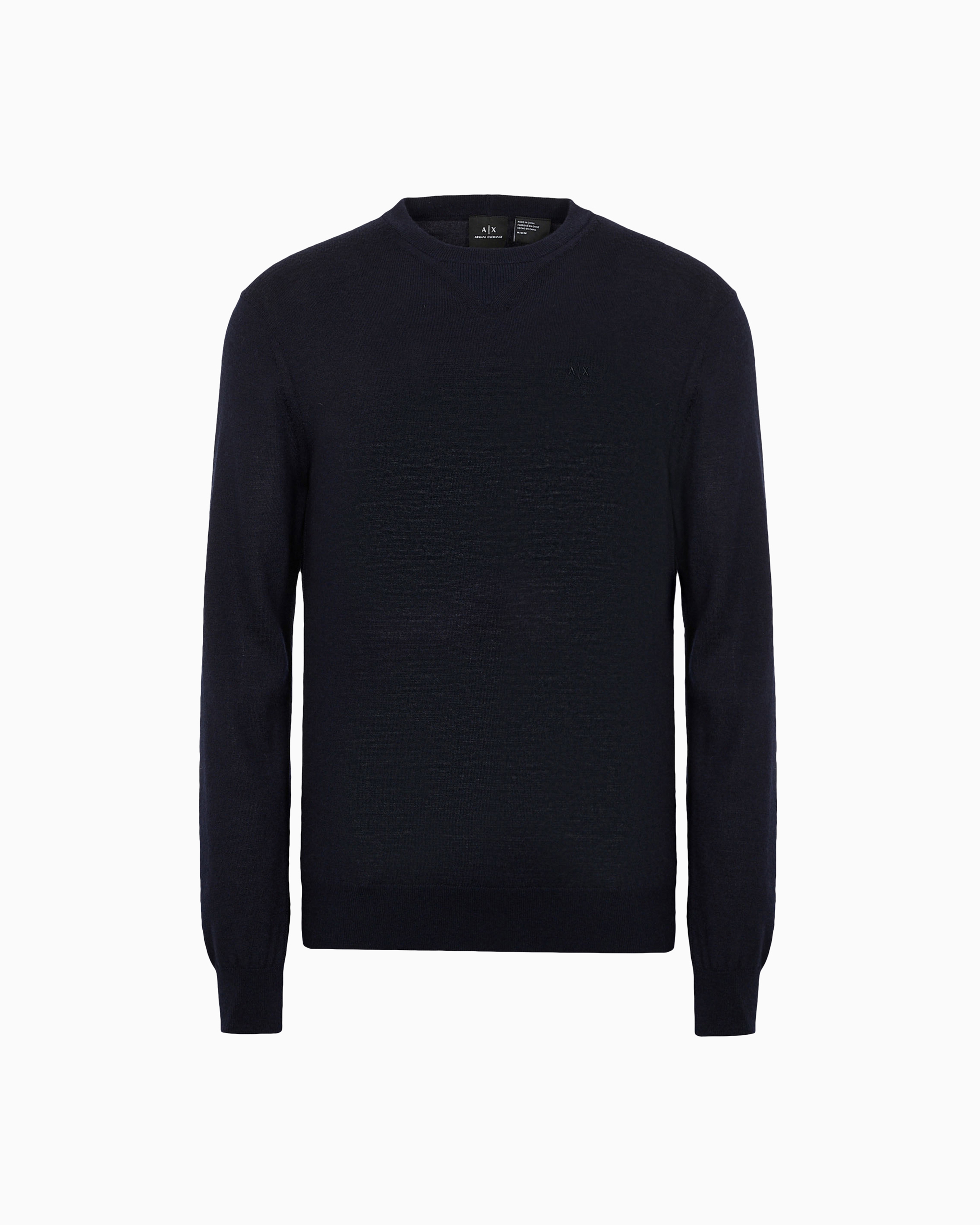 Armani Exchange Navy Blue Crewneck Sweater In Virgin Wool Xxl