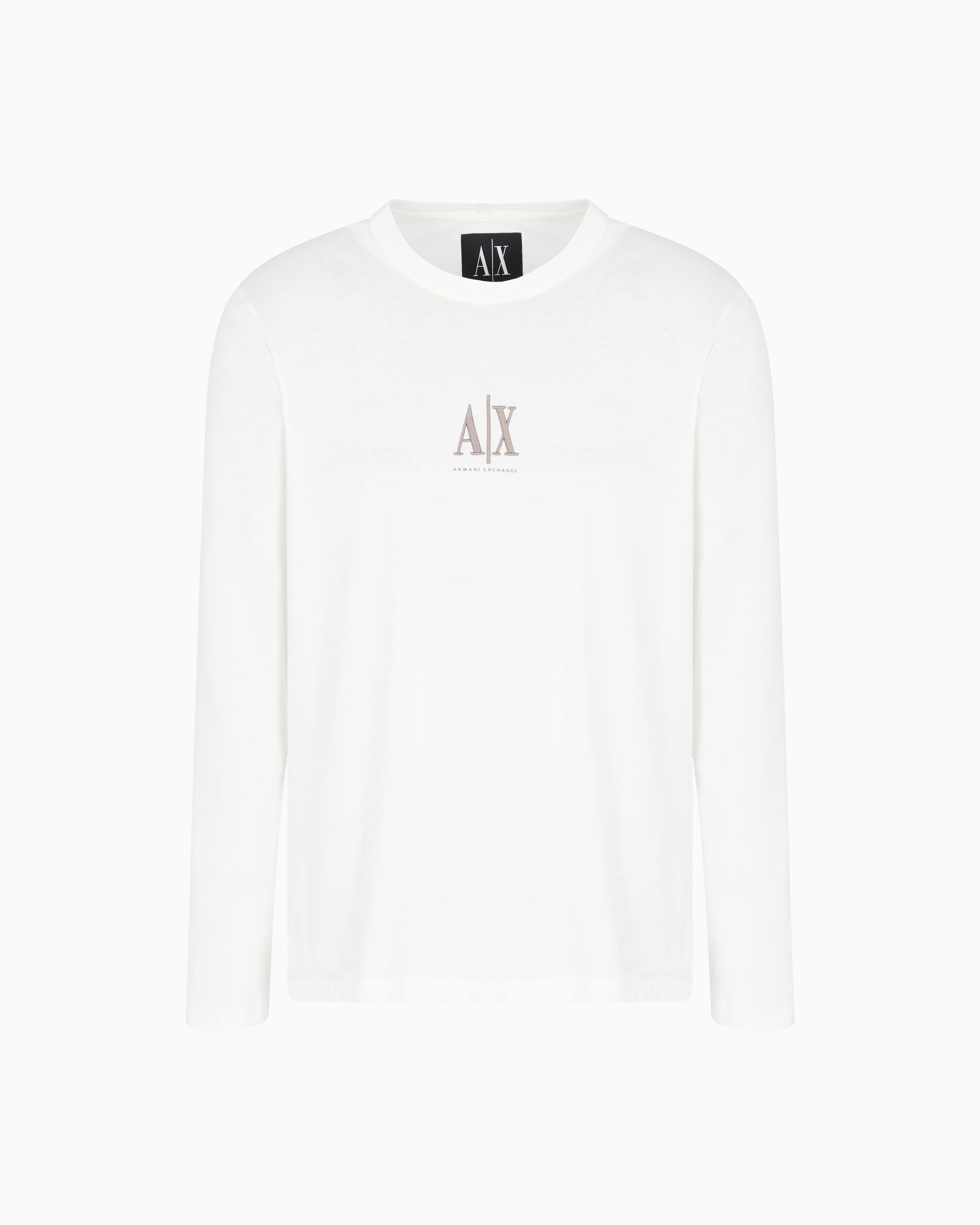Armani Exchange - Long-sleeved T-shirt with embroidered logo, Man, White, Size: