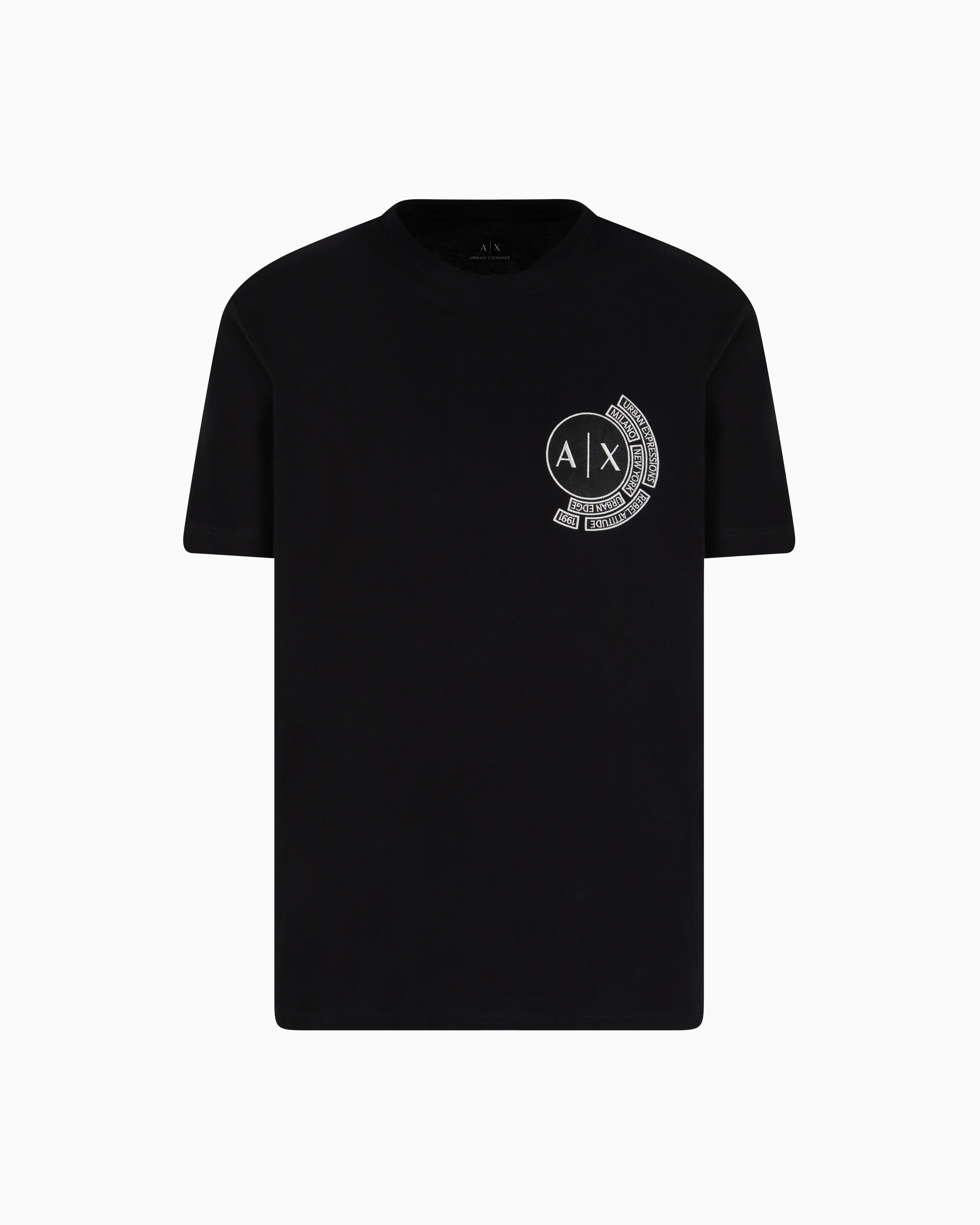 Armani Exchange - Regular fit T-shirt with logo and patch on the chest, Man, Black, Size: