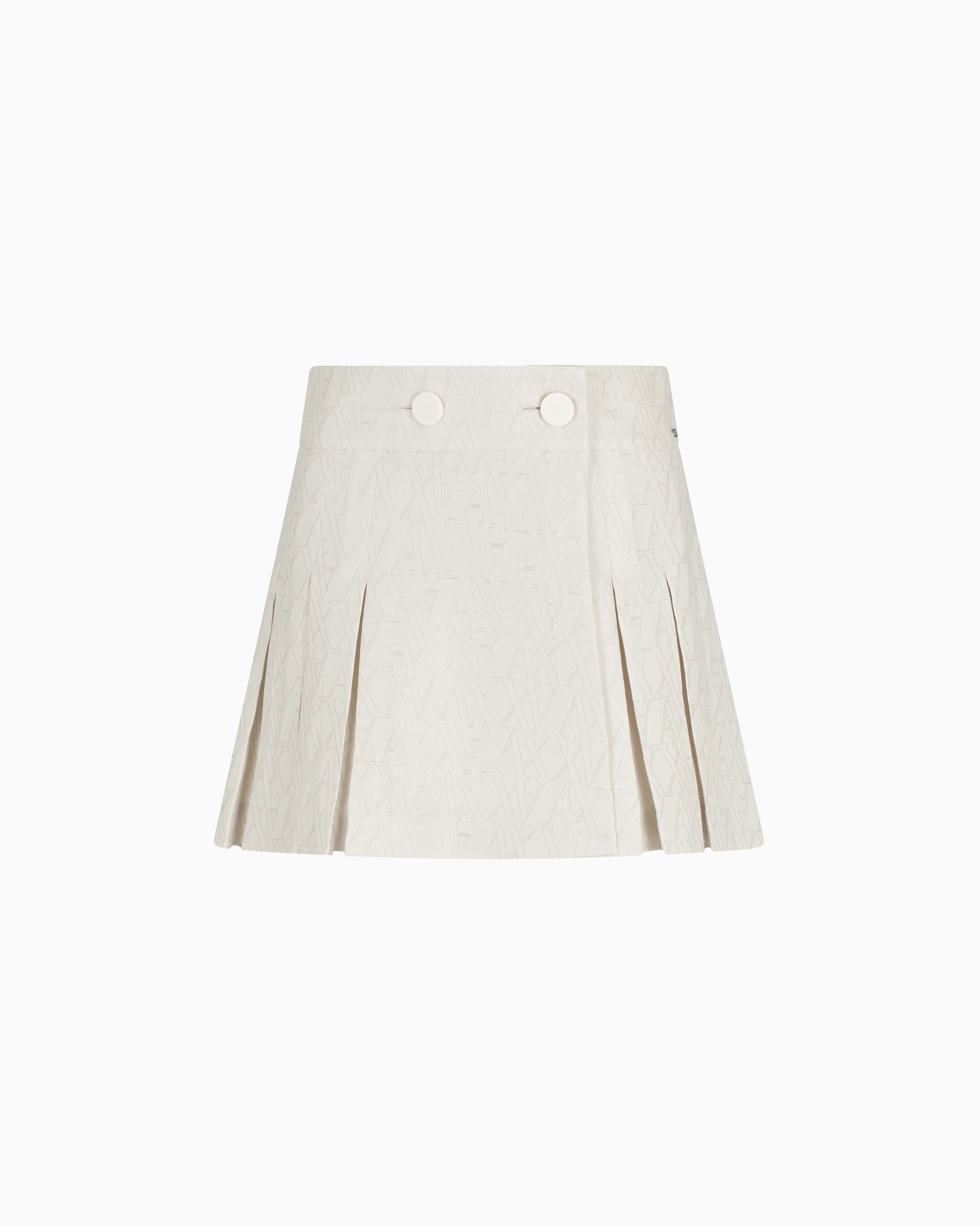 Armani Exchange - Mini skirt in fabric with allover logo, Woman, White, Size: 6