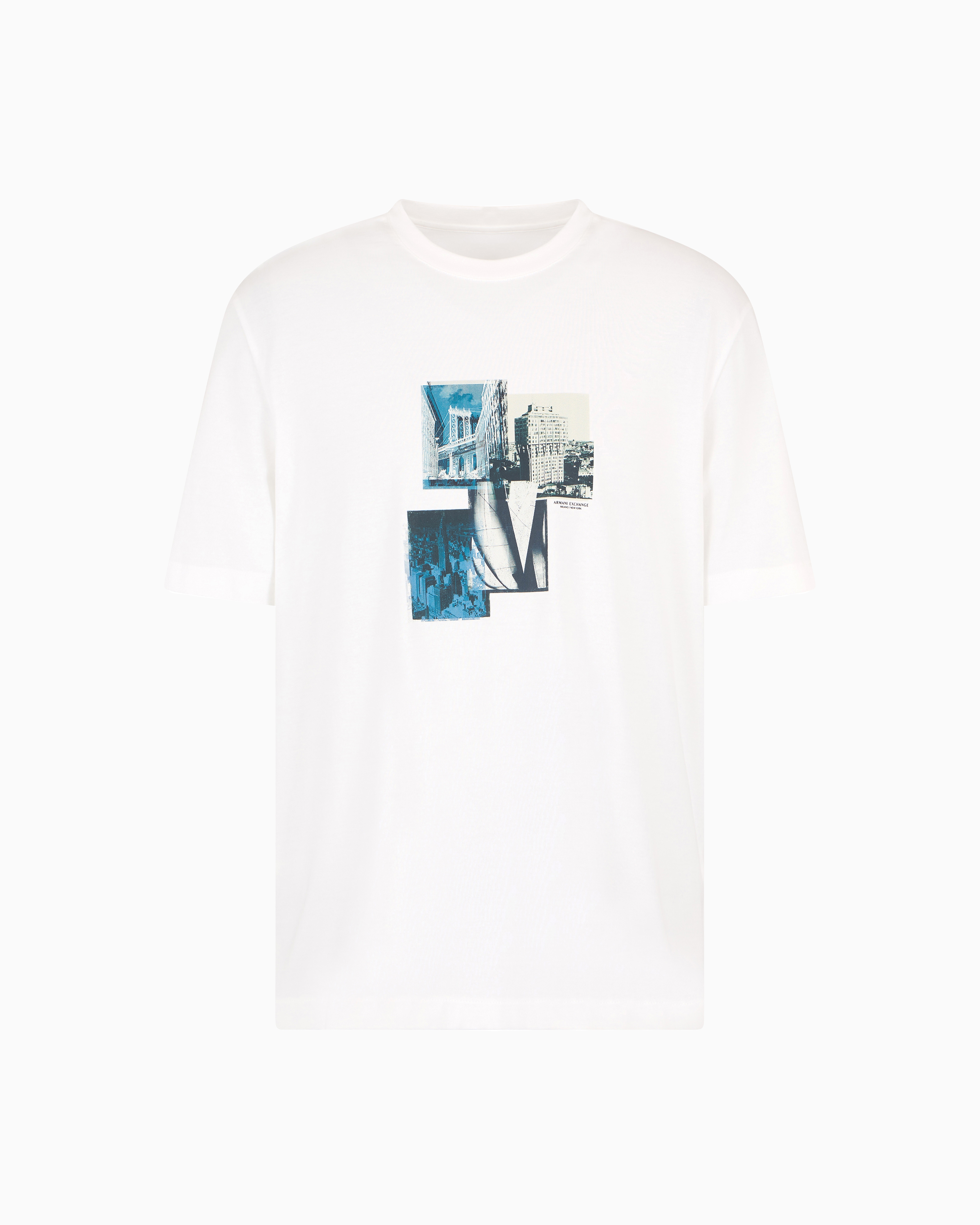 Armani Exchange White Regular Fit T-Shirt With Photo Print Extra Small