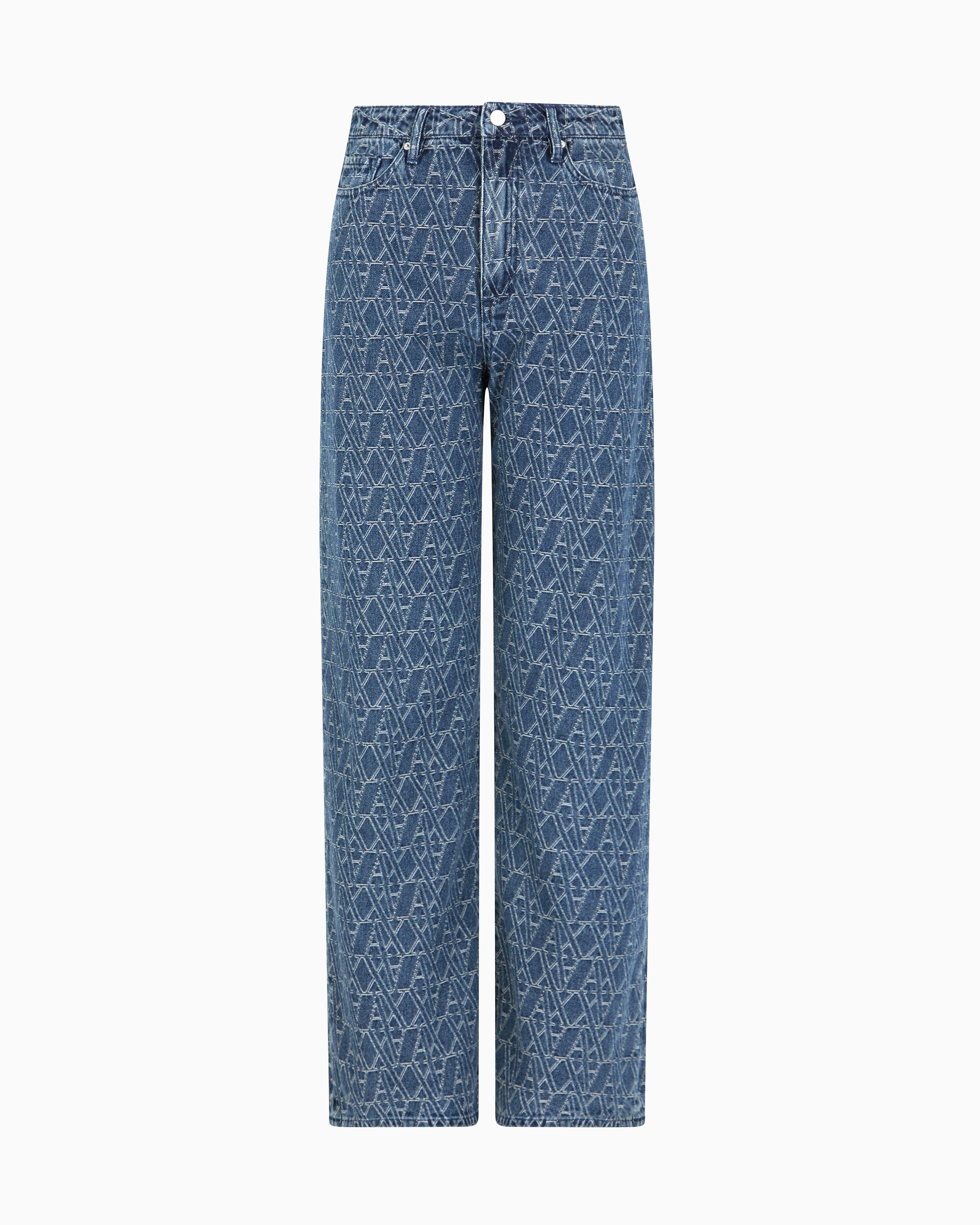 Armani Exchange - Relaxed fit jeans with allover ASV logo, Woman, Blue, Size: 24_R