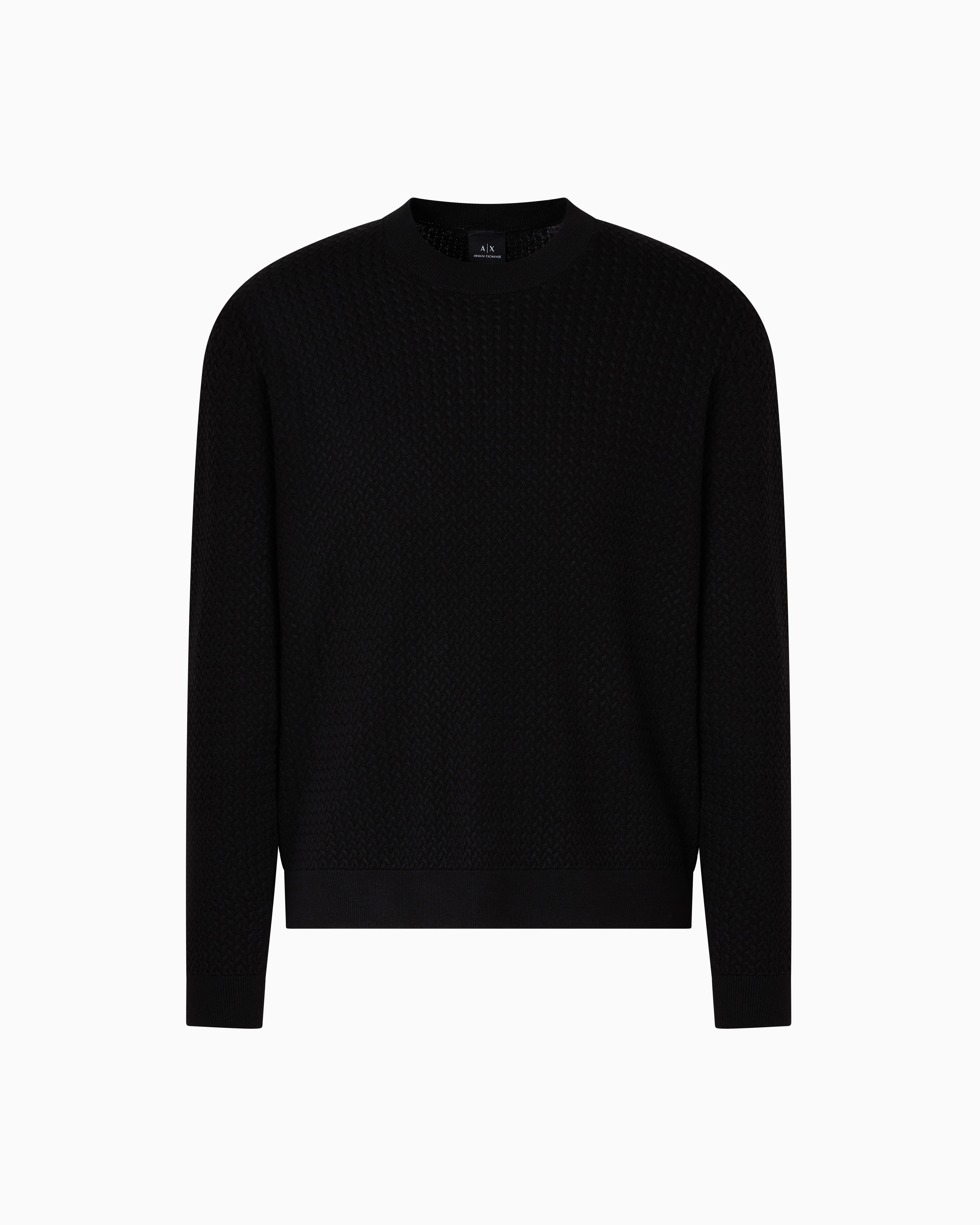Armani Exchange - Striped viscose blend sweater, Man, Black, Size: