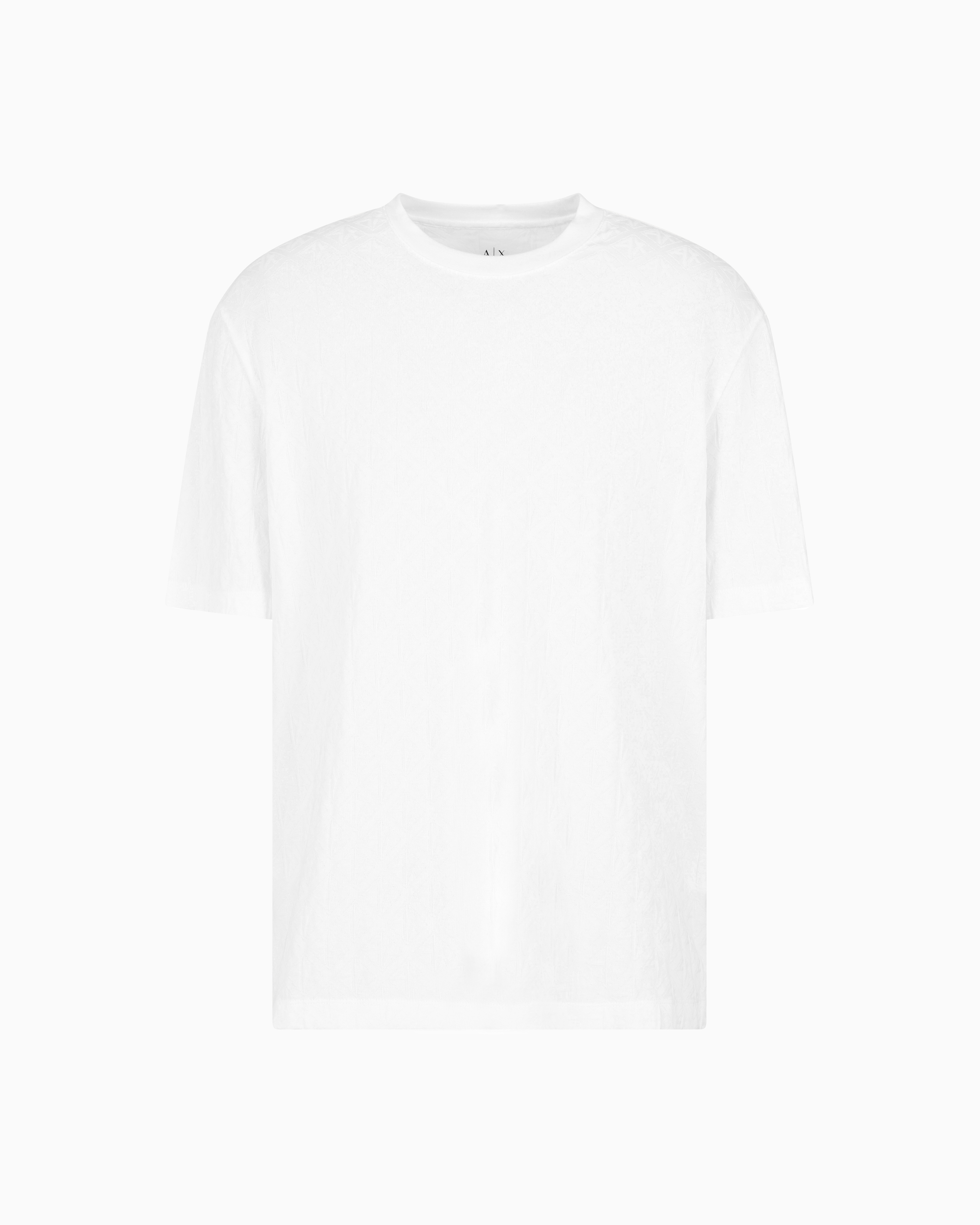 Armani Exchange - Regular fit cotton T-shirt with tone-on-tone allover logo, Man, White, Size: