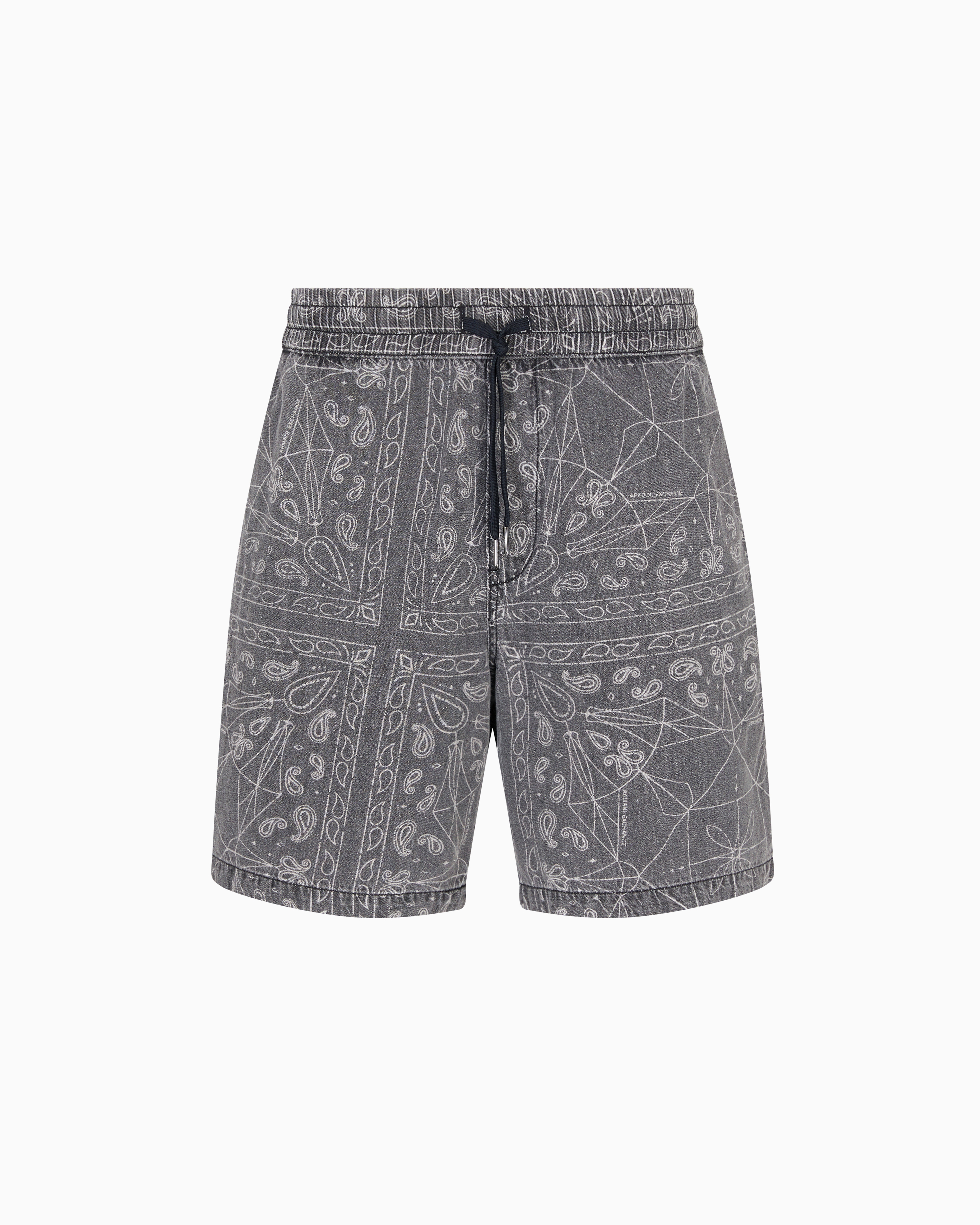 Armani Exchange - Cotton and linen Bermuda shorts with kaleidoscope print, Man, Black, Size: