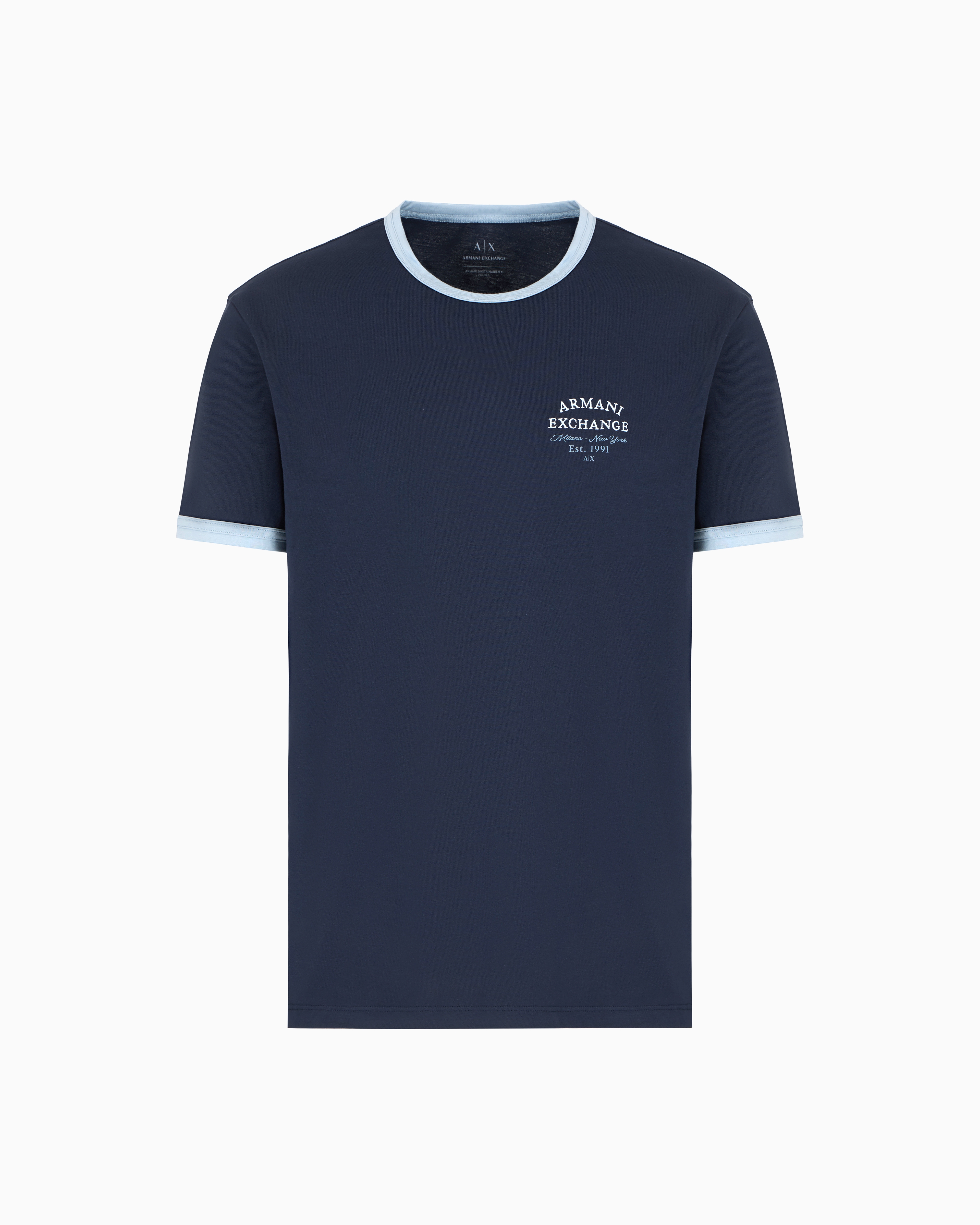 Armani Exchange - ASV Organic Cotton Regular Fit T-Shirt, Man, Navy Blue, Size: