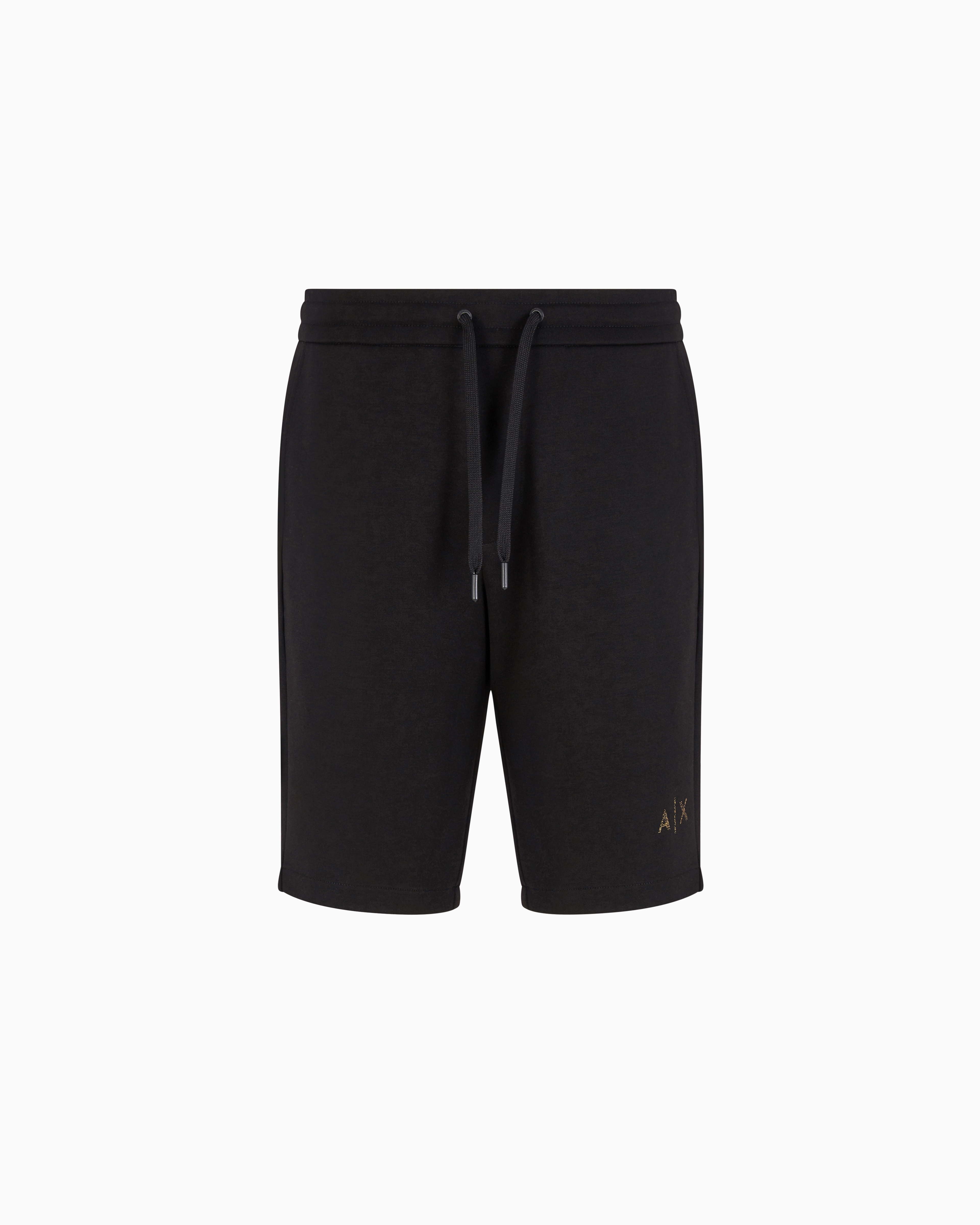 Armani Exchange - Logo sweatshirt shorts, Man, Black, Size: