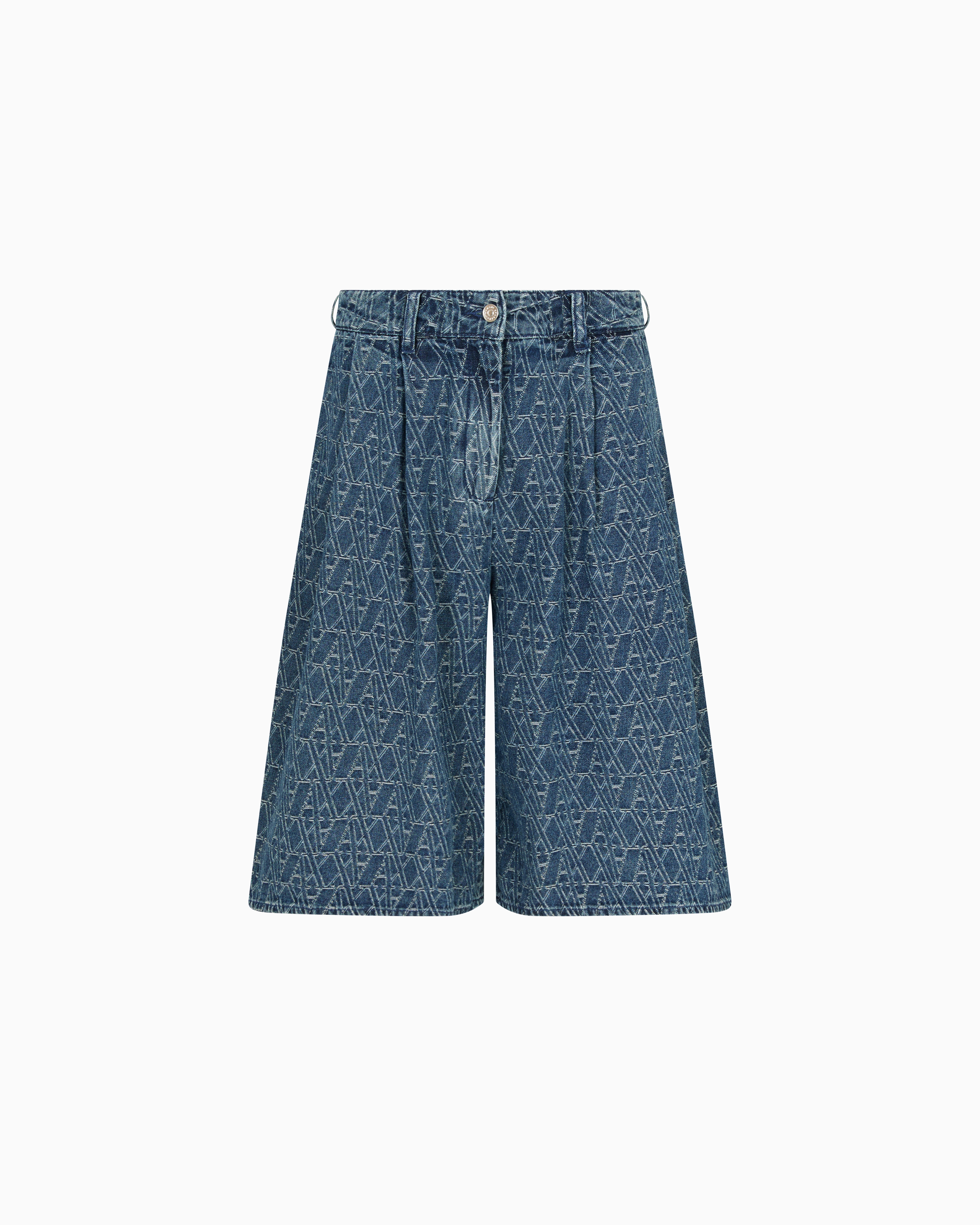 Denim Bermuda shorts with allover logo | Armani Exchange