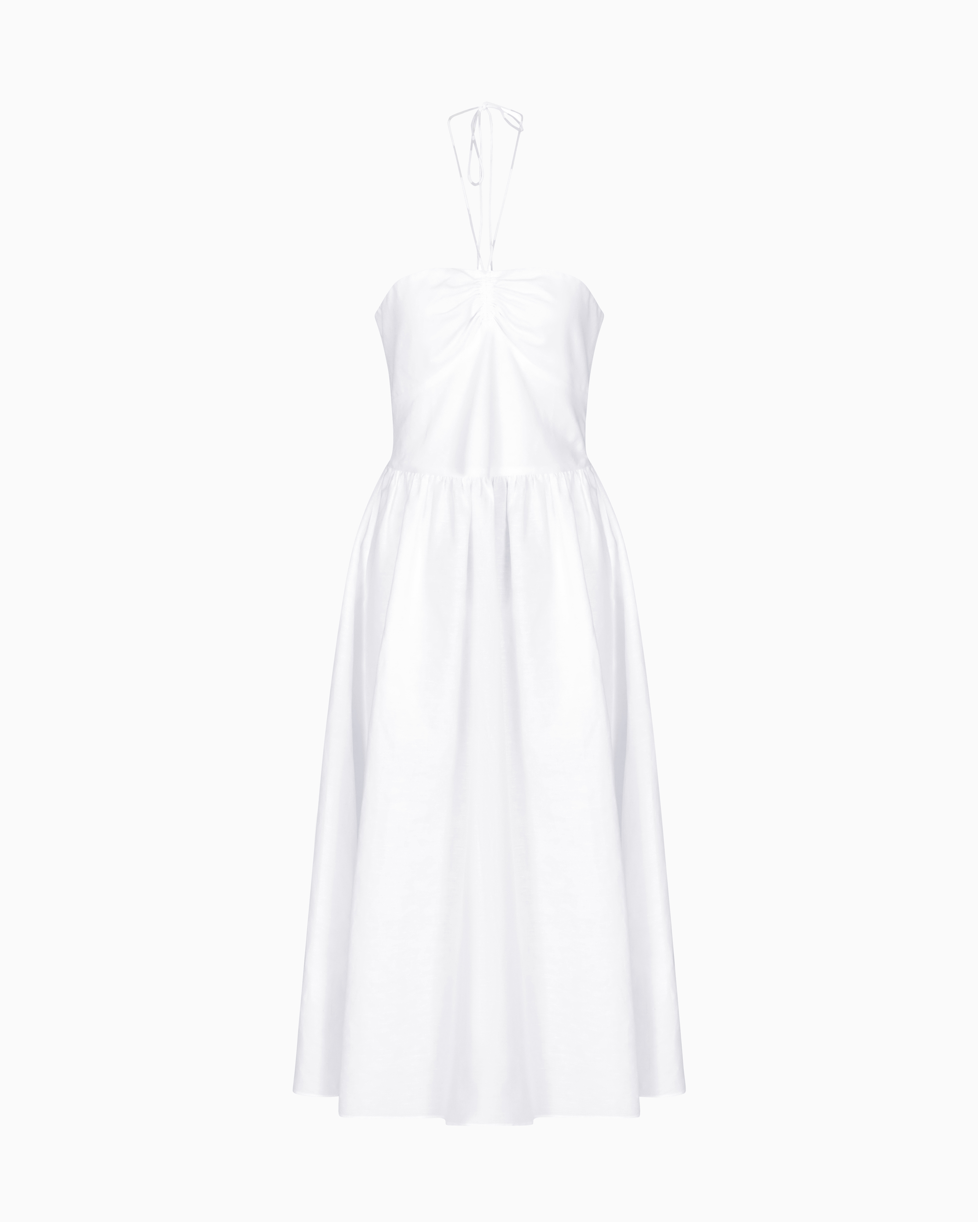 Armani Exchange - Linen and cotton longuette dress, Woman, White, Size: